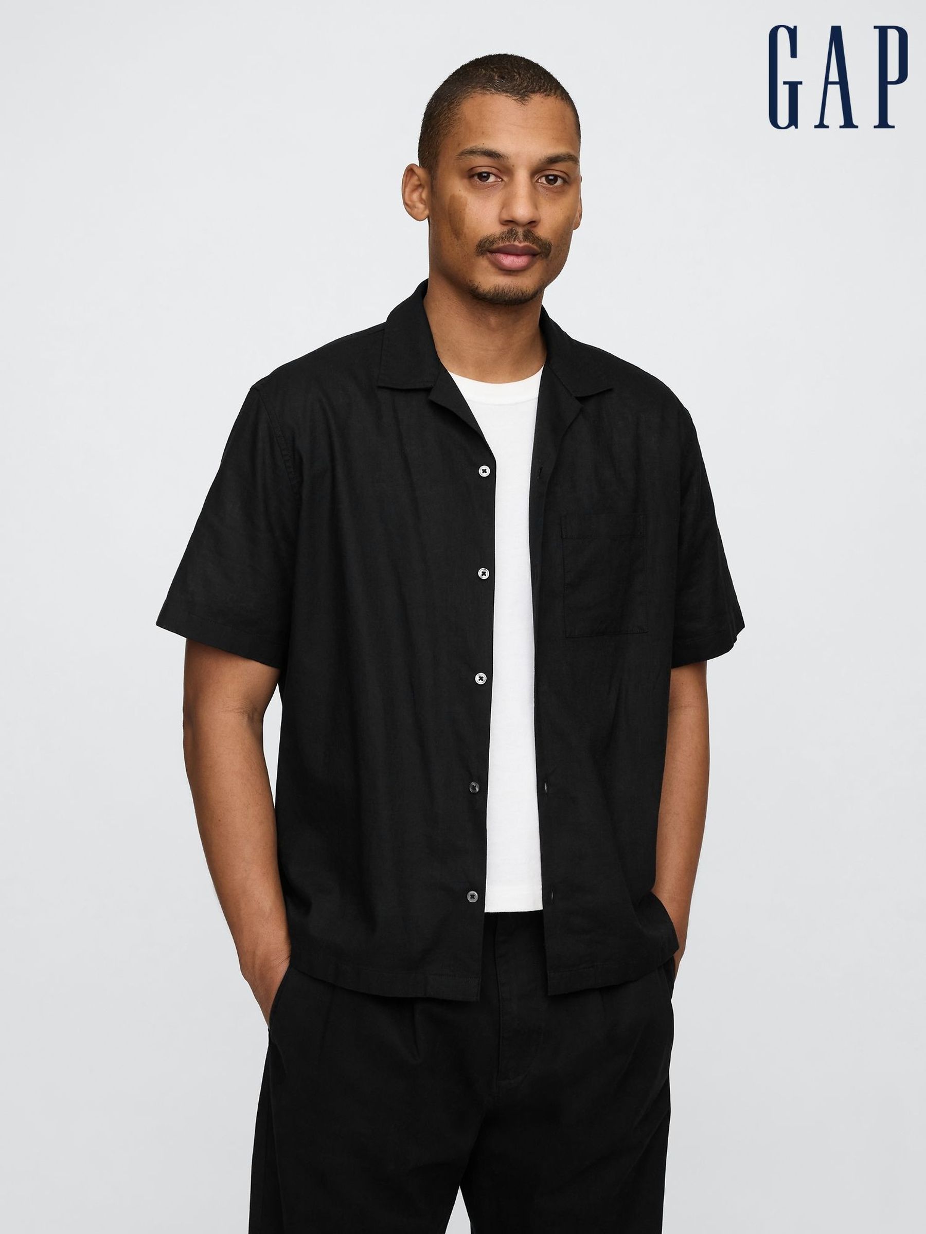 Black Linen-Cotton Shirt (F36560) | £45