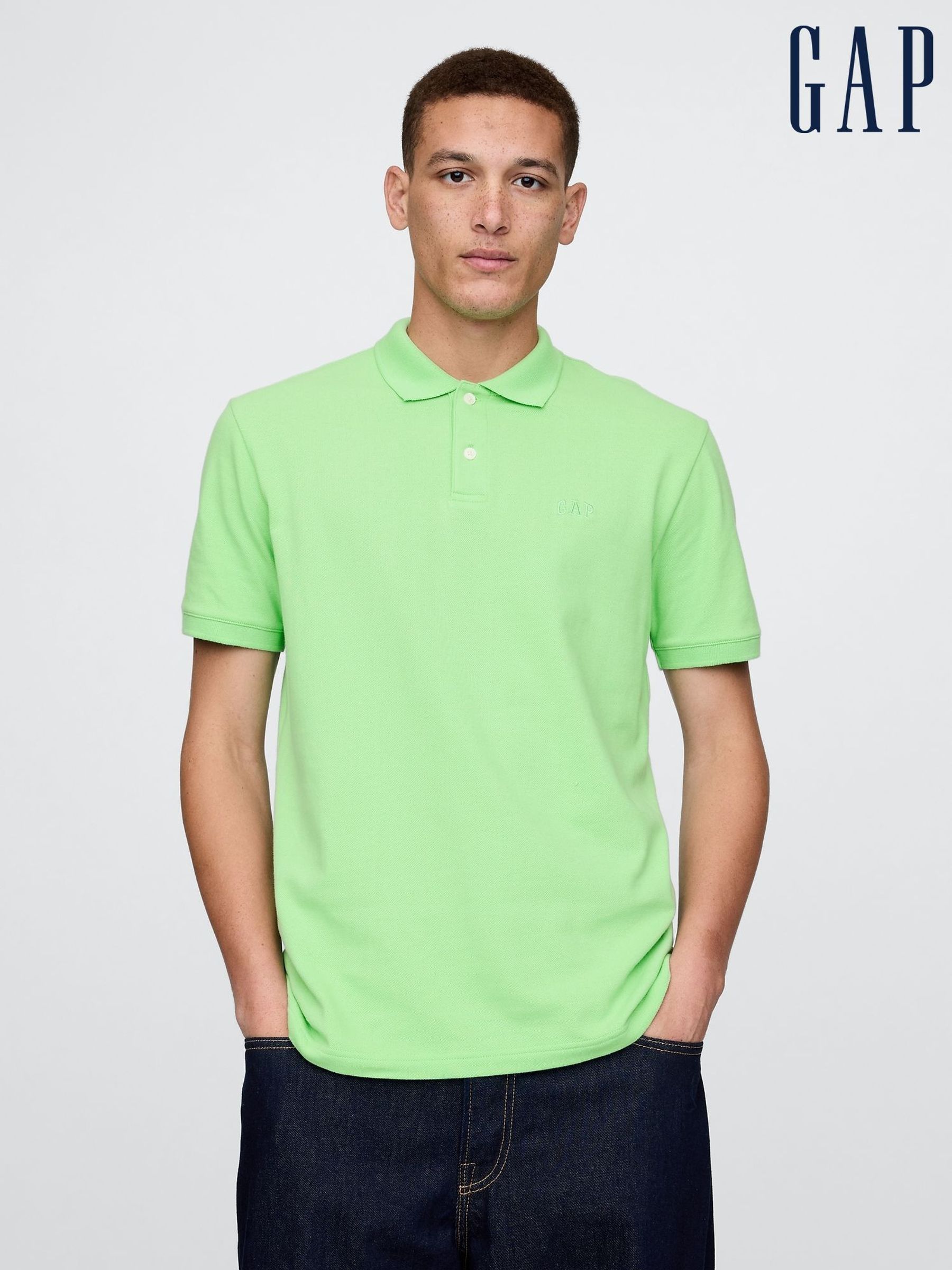 Green Logo Pique Polo Shirt (F36574) | £20