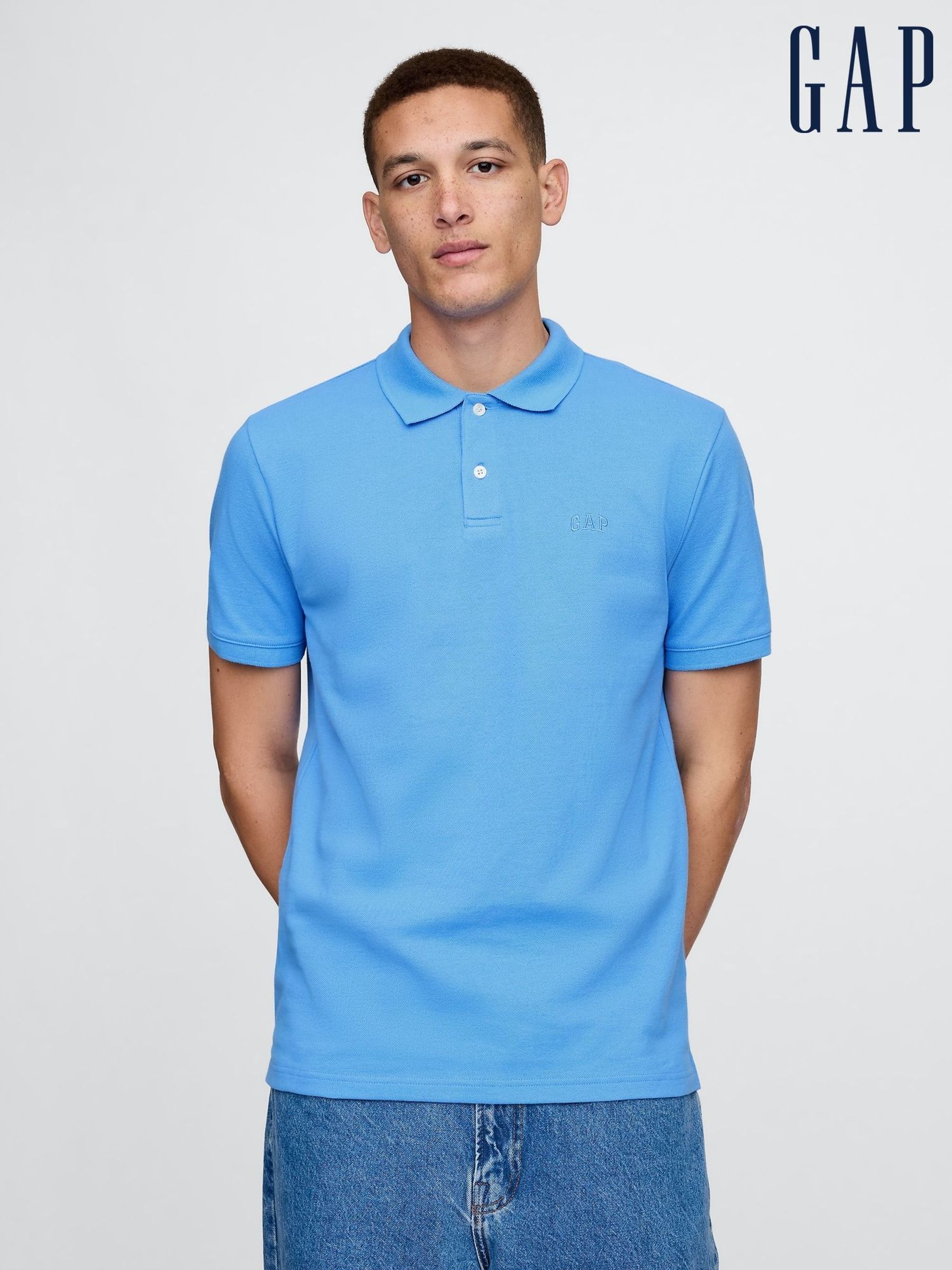 Blue Logo Pique Polo Shirt (F36592) | £20
