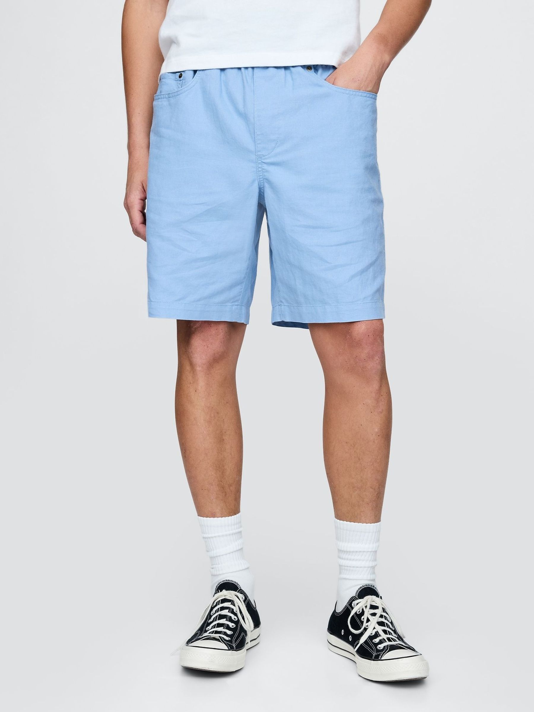 Blue Linen-Cotton Easy Shorts (F36610) | £45