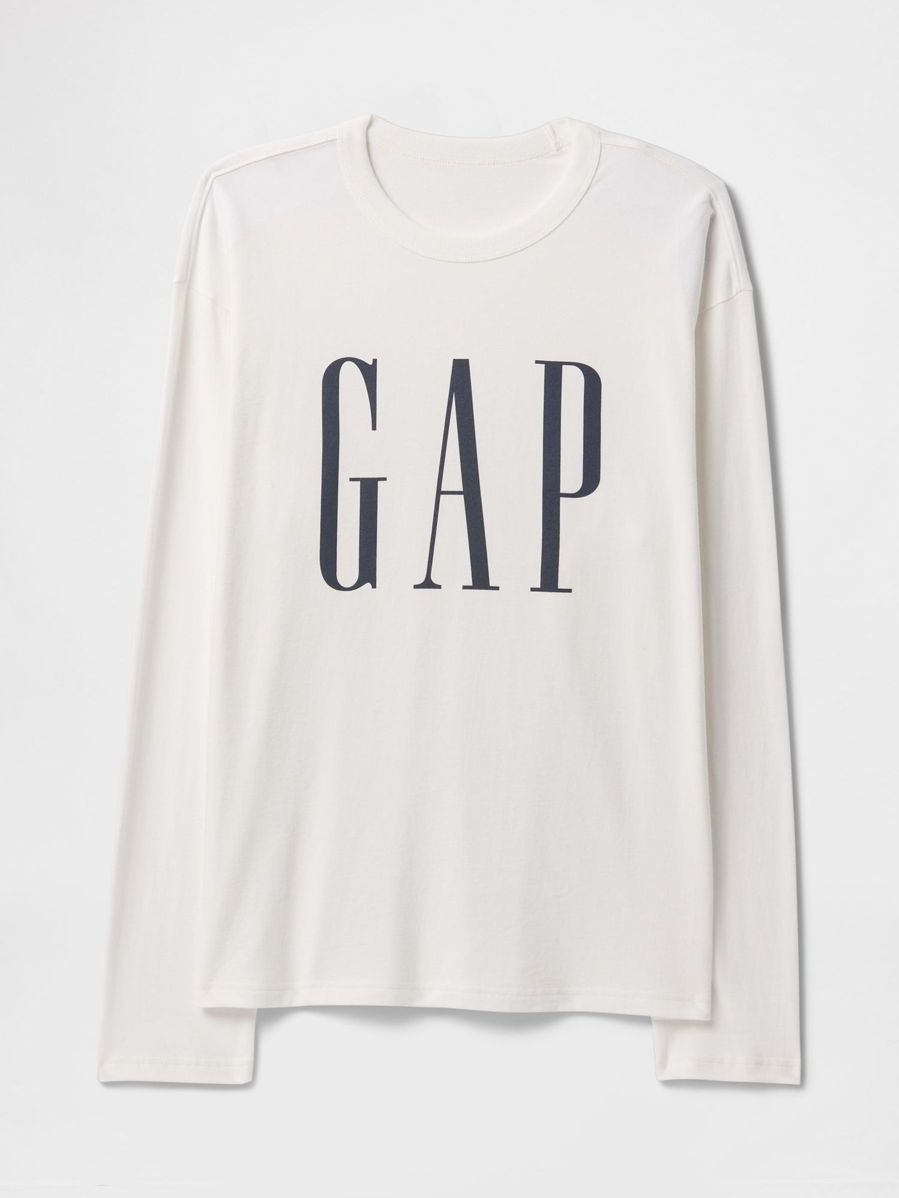 White Logo Graphic Oversized Long Sleeve Crew Neck T-Shirt (F36615) | £20