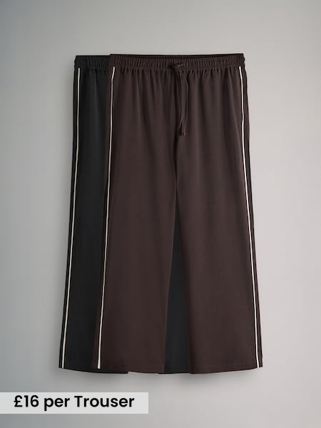 Chocolate Brown/Black - 2 Pack Wide Leg Trousers (F38493) | £32