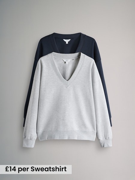 2 Pack Heavyweight Premium V-Neck Sweatshirt (F38518) | £28