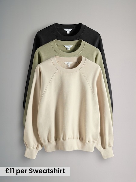 3 Pack Raglan Crew Neck Sweatshirt (F38522) | £33