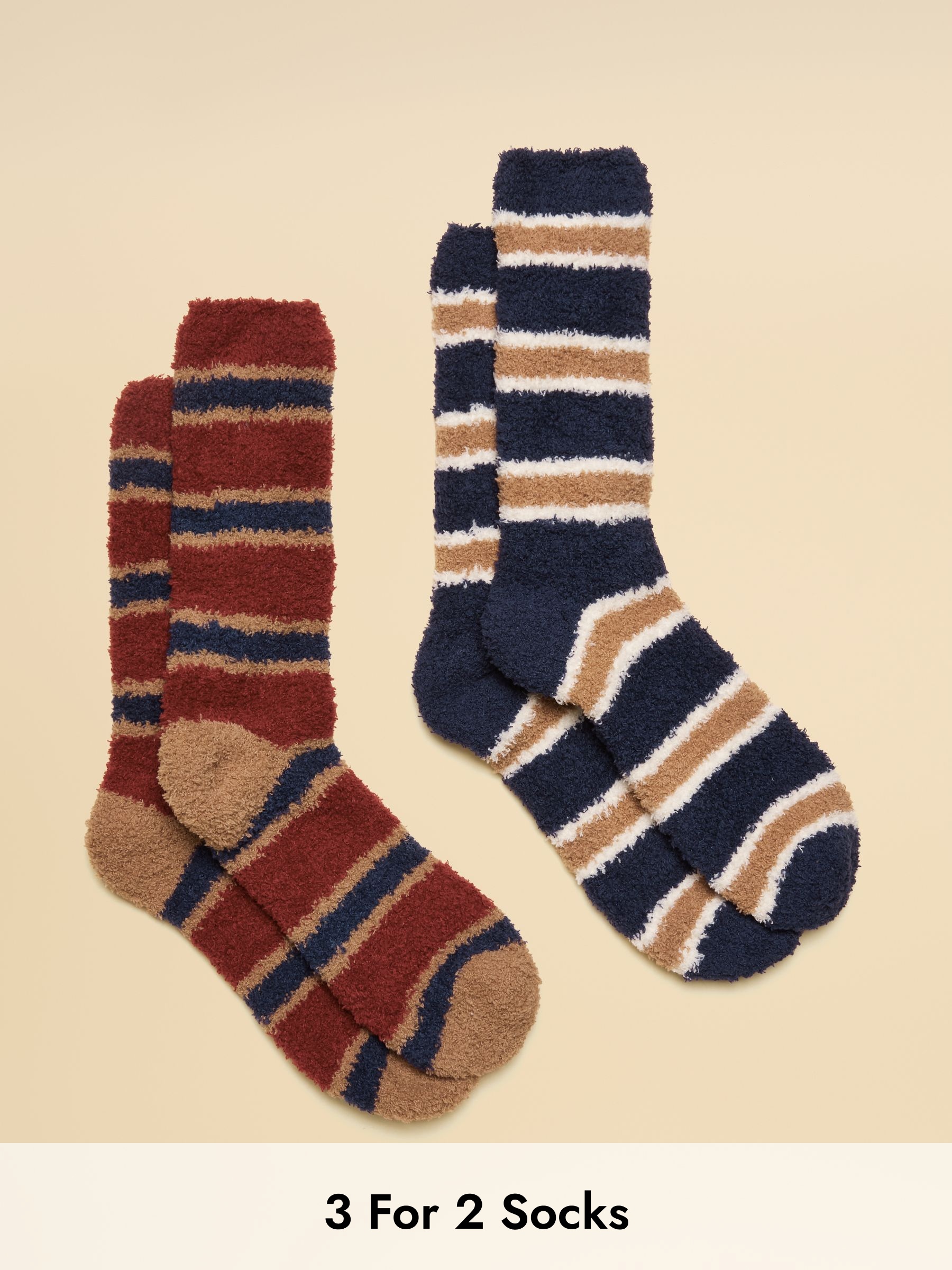 Fluffy Navy/Red Sock 2 Pack (F40096) | £12.95