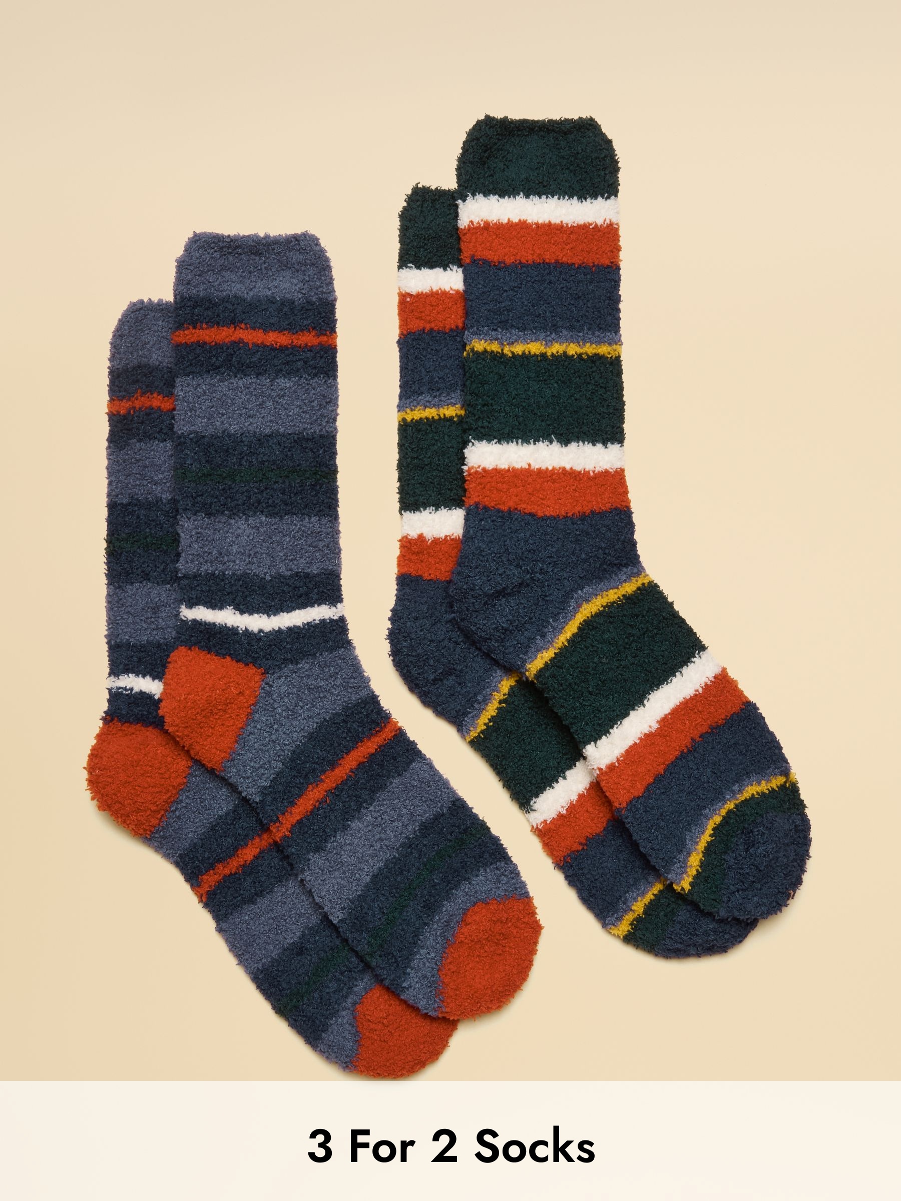 Fluffy Blue/Green Sock 2 Pack (F40098) | £12.95