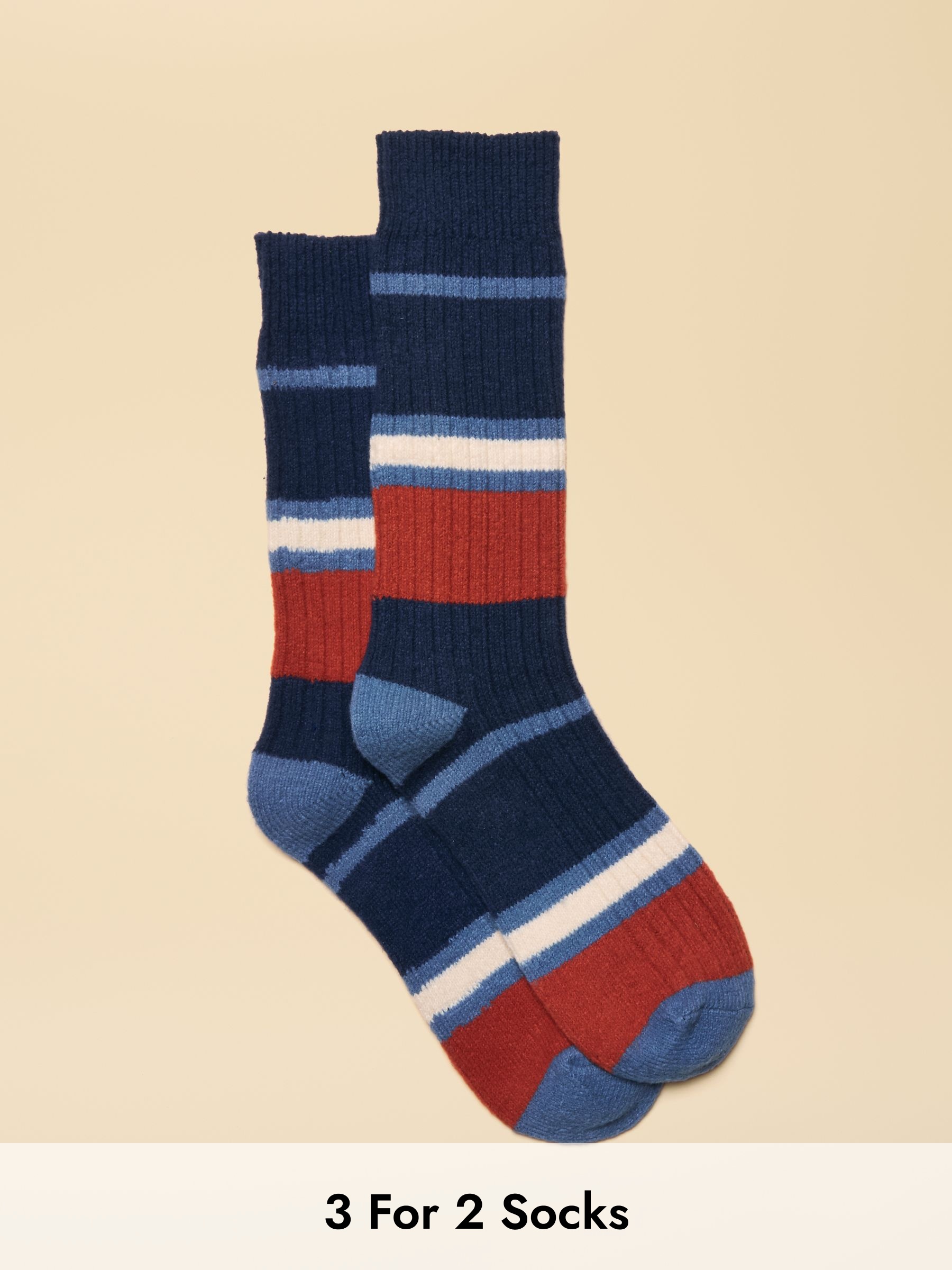Men's Gibson Orange & Navy Cosy Stripe Socks (F40101) | £8.95