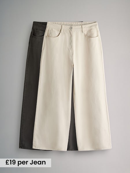 Cream/Chocolate Brown - 2 Pack Denim Straight Leg Jeans (F40248) | £38