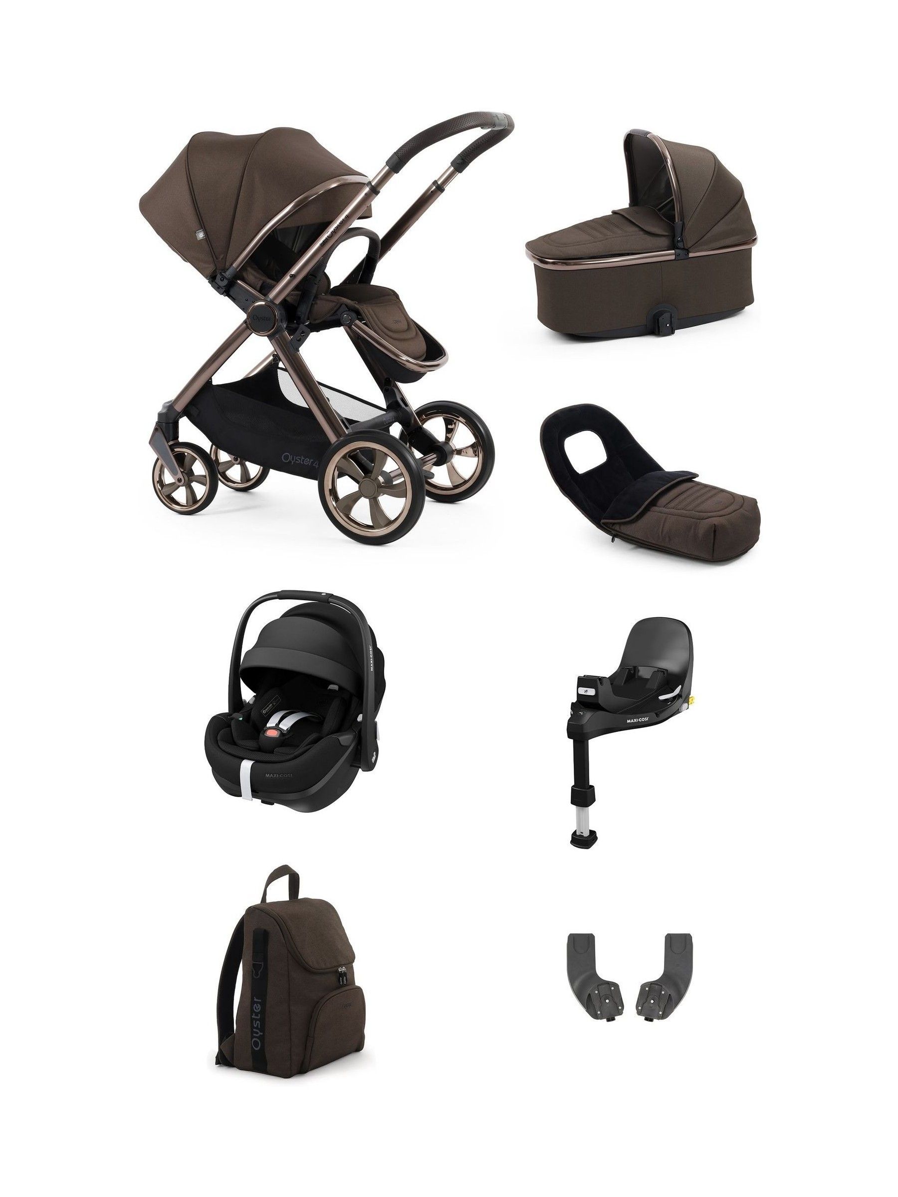 Oyster 7 Piece Chocolate 4 Luxury Bundle with Maxi Cosi 360 Car Seat (F40327) | £1,220