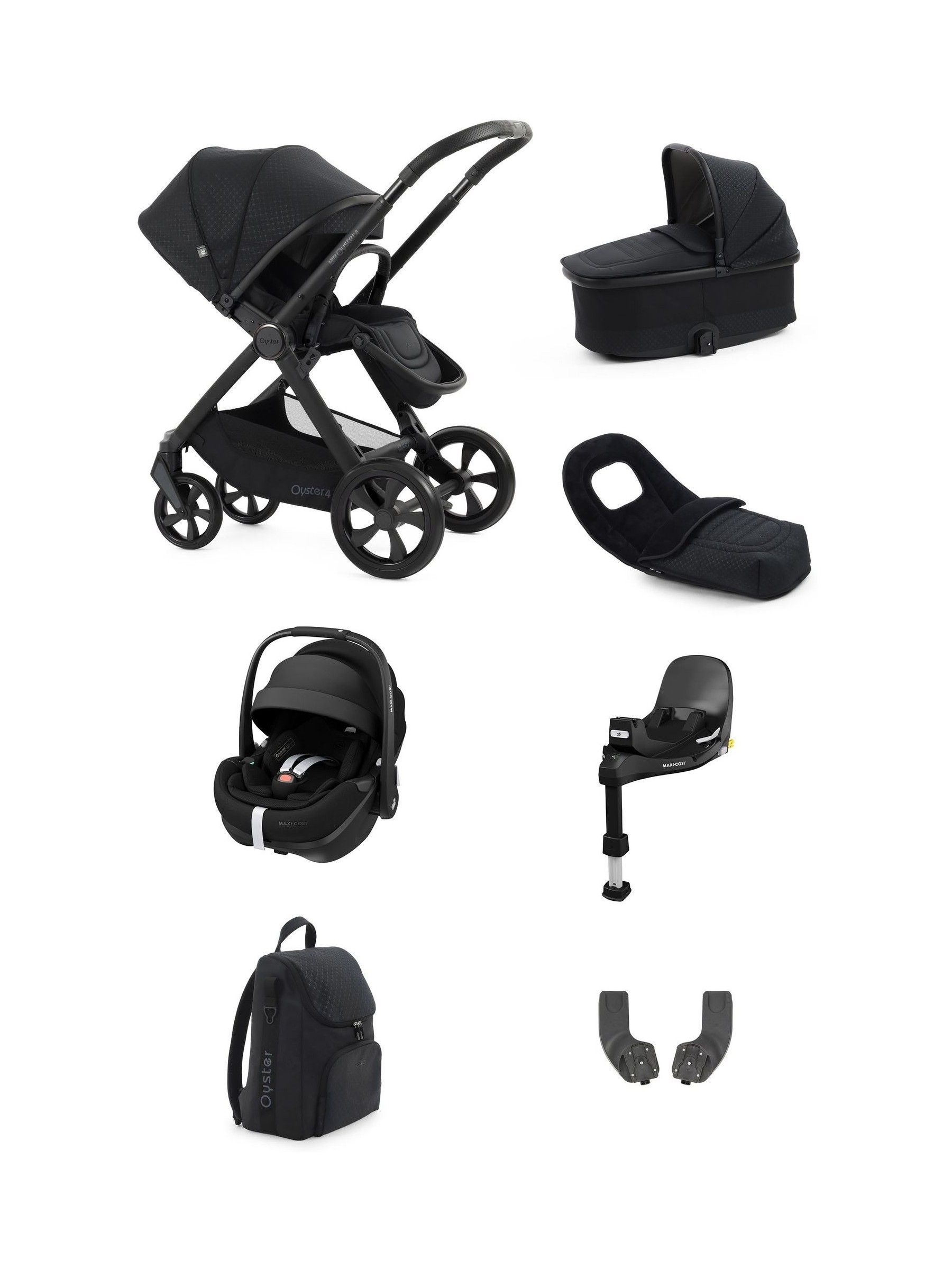 Oyster 7 Piece Raven 4 Luxury Bundle with Maxi Cosi 360 Car Seat (F40333) | £1,220