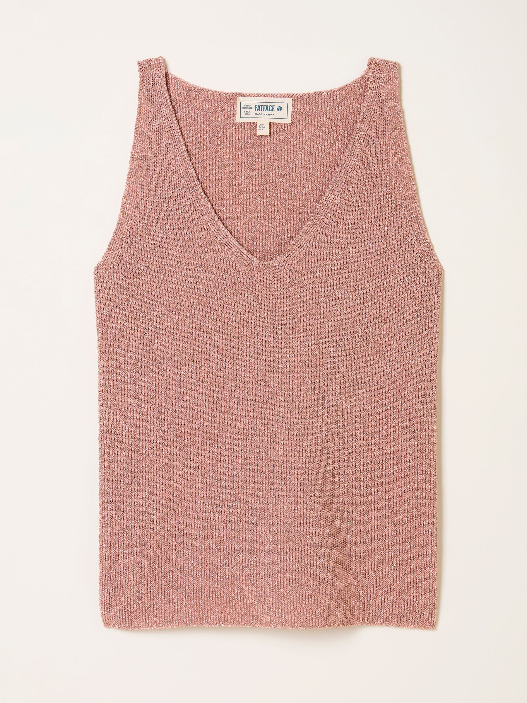 Evelyn Pink Metallic Knit Vest Top (F40810) | £45
