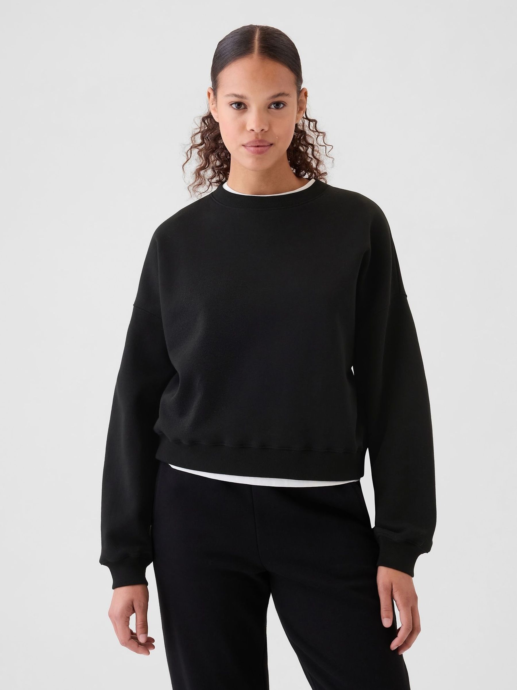 Black Vintage Soft Wedge Crew Neck Sweatshirt (F41638) | £35