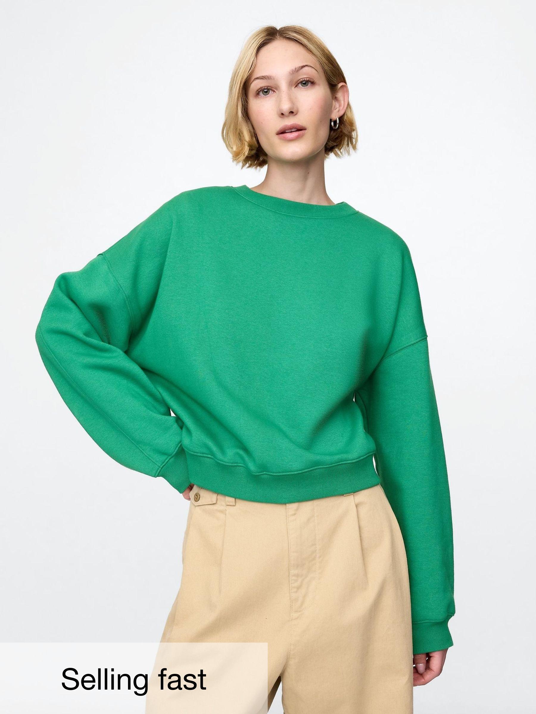 Green Vintage Soft Wedge Crew Neck Sweatshirt (F41642) | £35