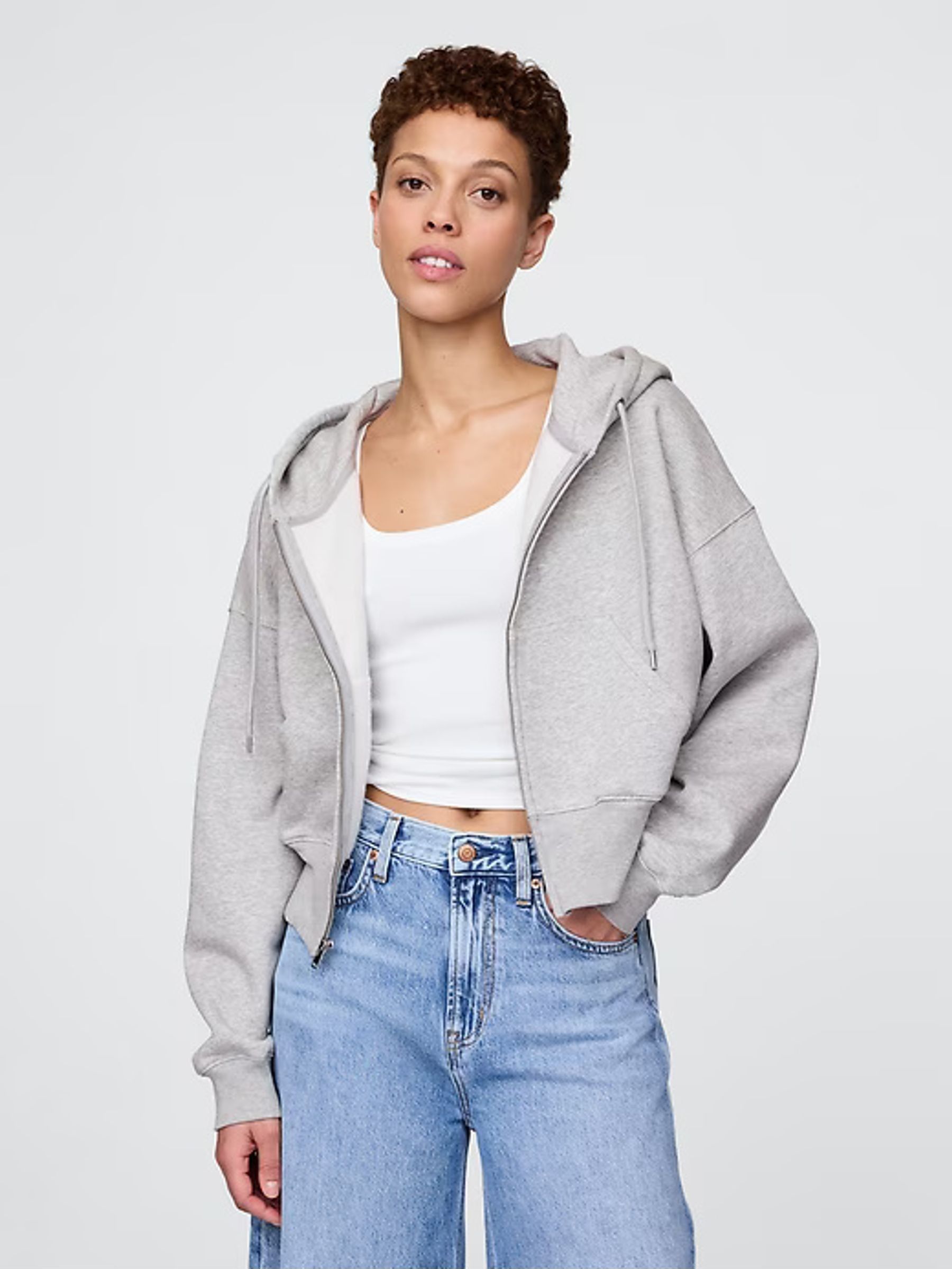 Grey Vintage Soft Full-Zip Wedge Hoodie (F41656) | £50