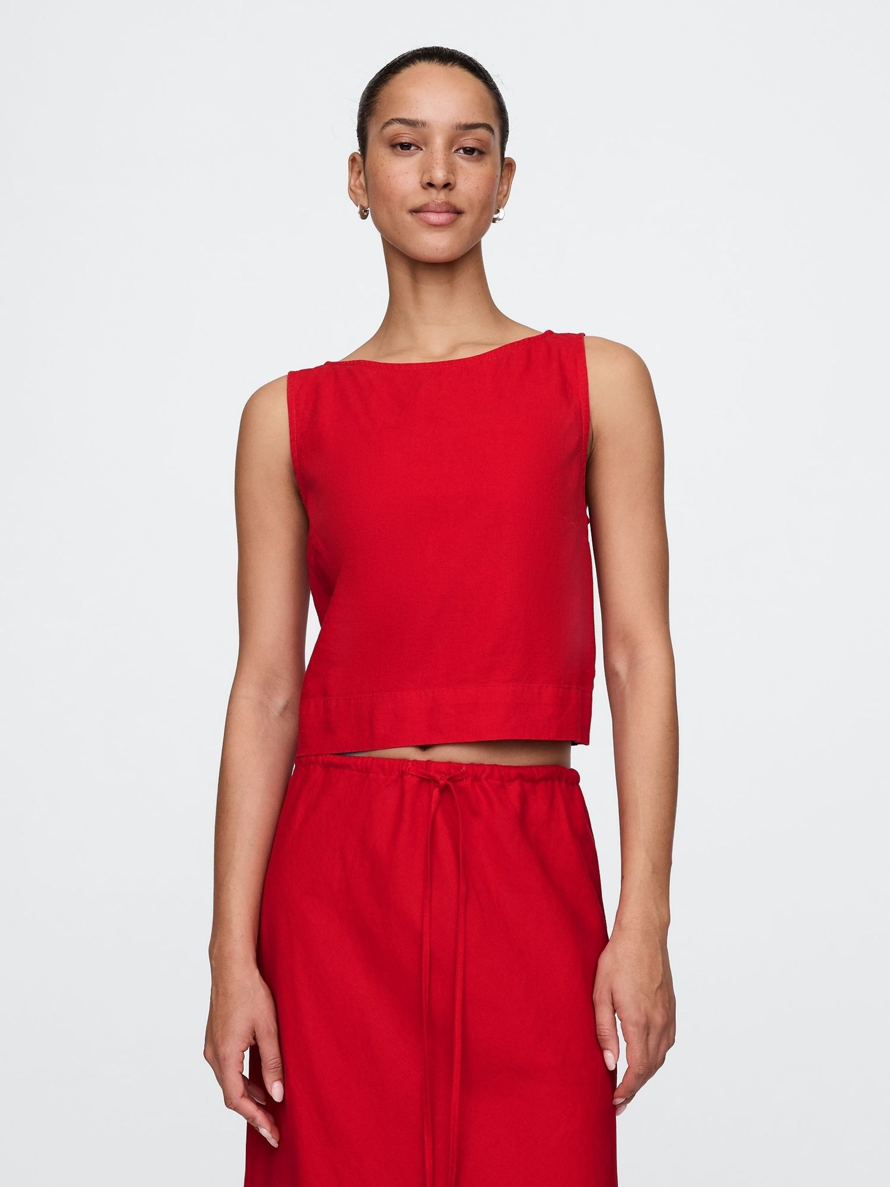 Red Heavyweight Linen-Blend Shell Vest (F41677) | £35