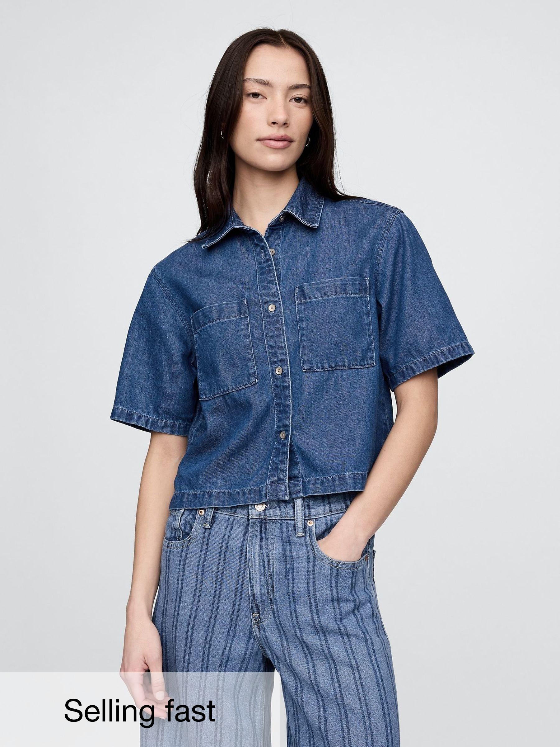 Blue UltraSoft Cropped Denim Shirt (F41681) | £40