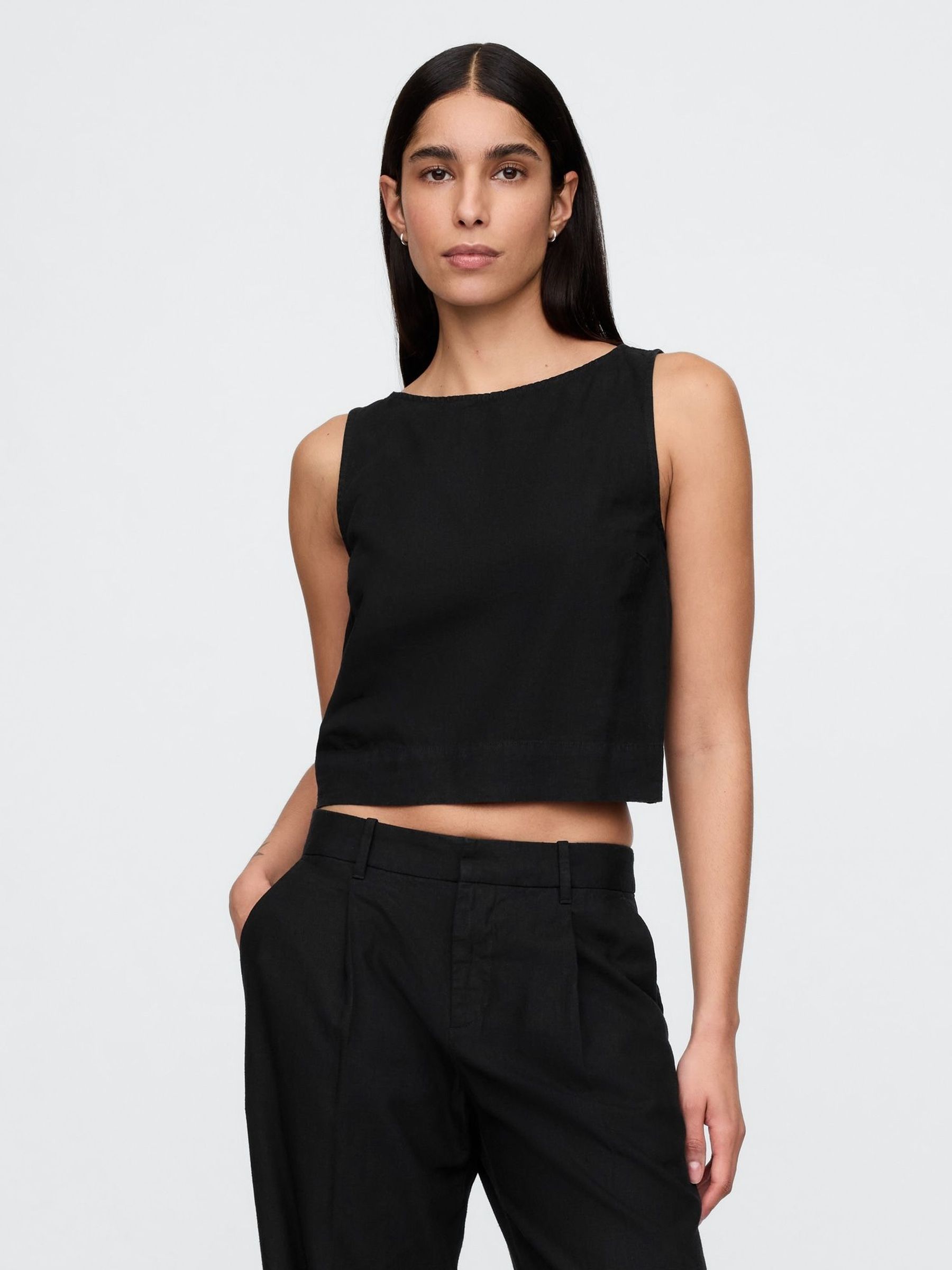 Black Heavyweight Linen-Blend Shell Vest (F41687) | £35
