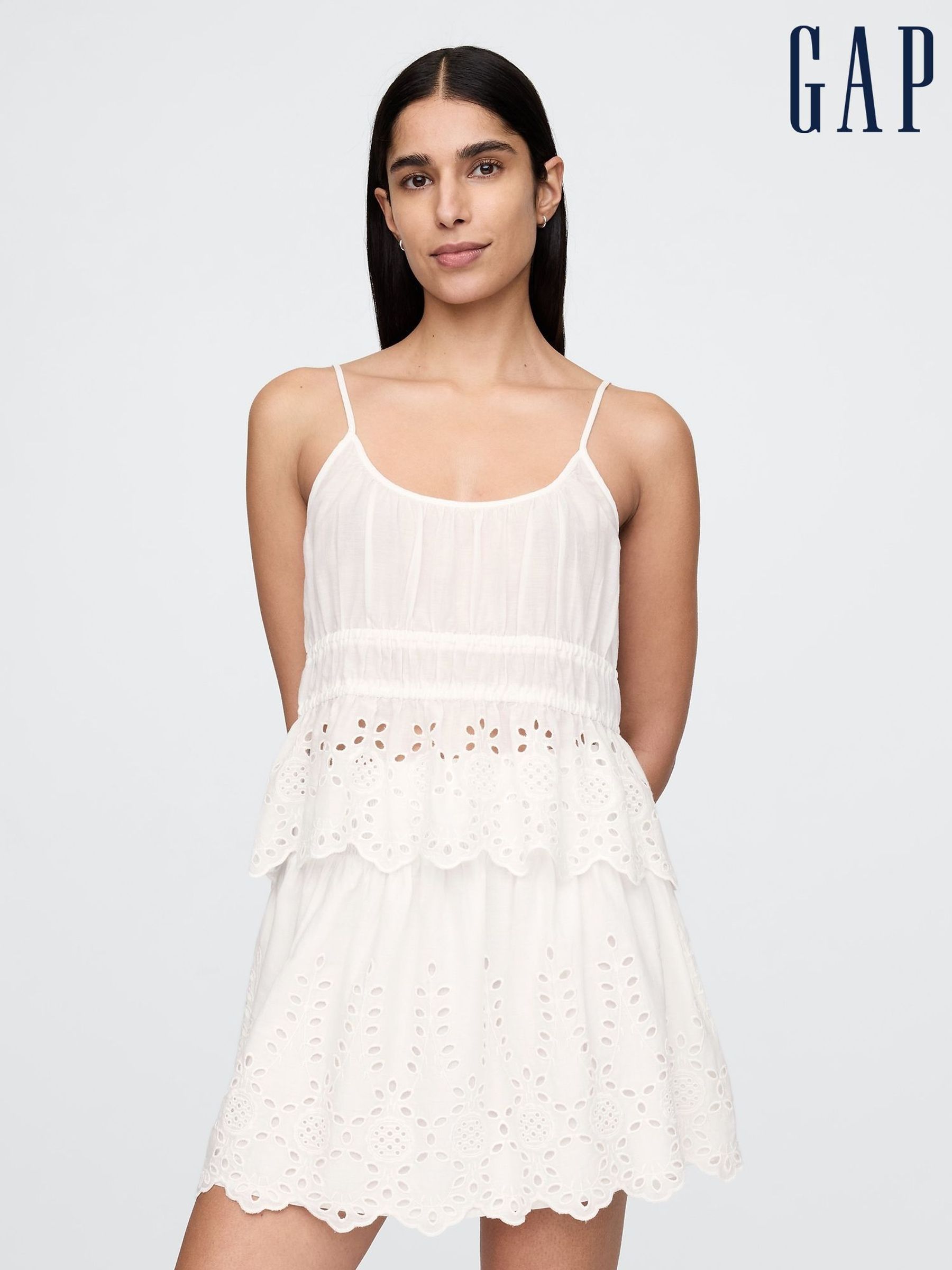 White Smocked Cami Top (F41689) | £35
