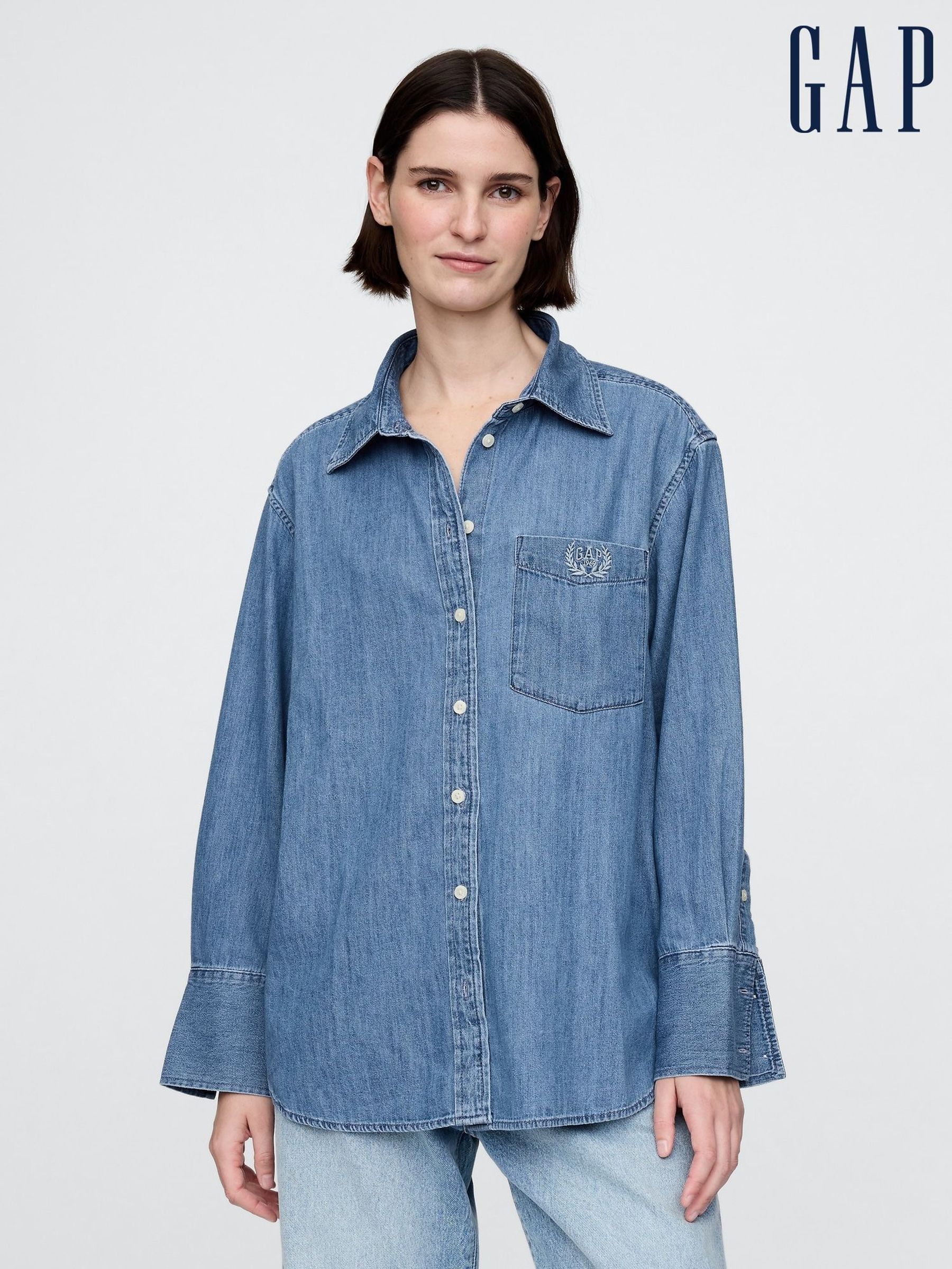 Blue Chambray Denim Oversized Shirt (F41690) | £50