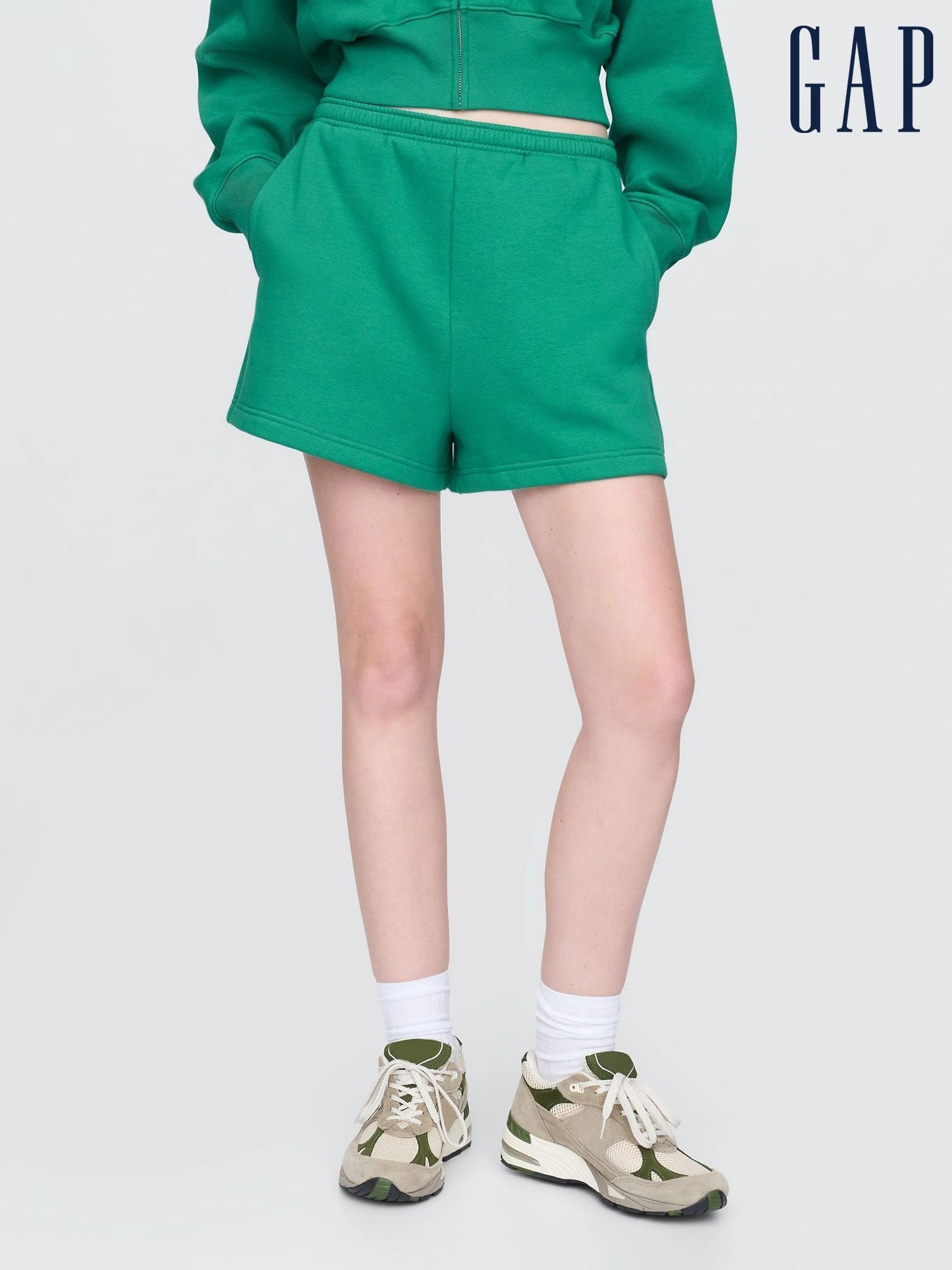 Green Vintage Soft Fleece-Lined Pocket Shorts (F41695) | £25