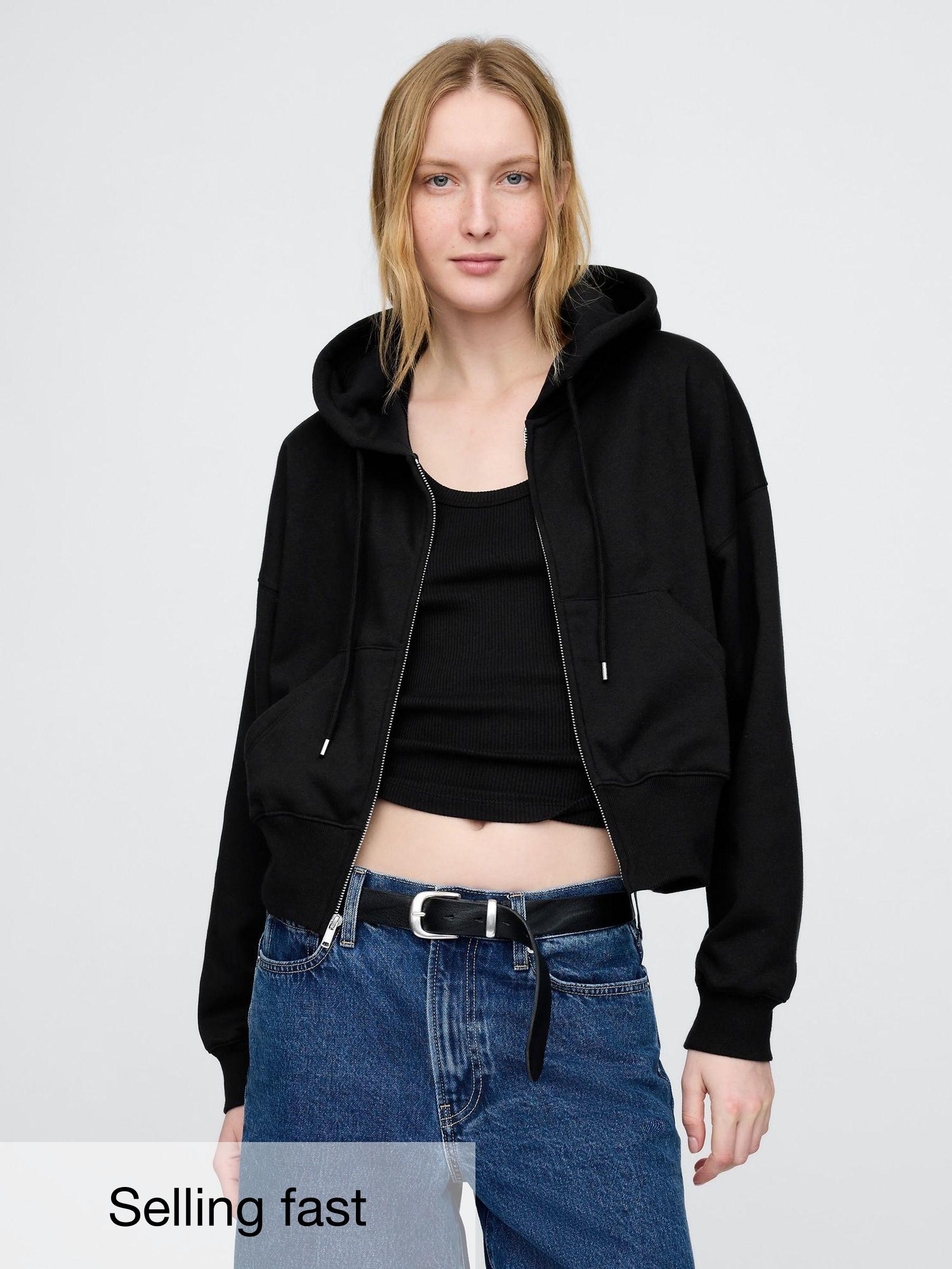 Black Vintage Soft Full-Zip Wedge Hoodie (F41700) | £50