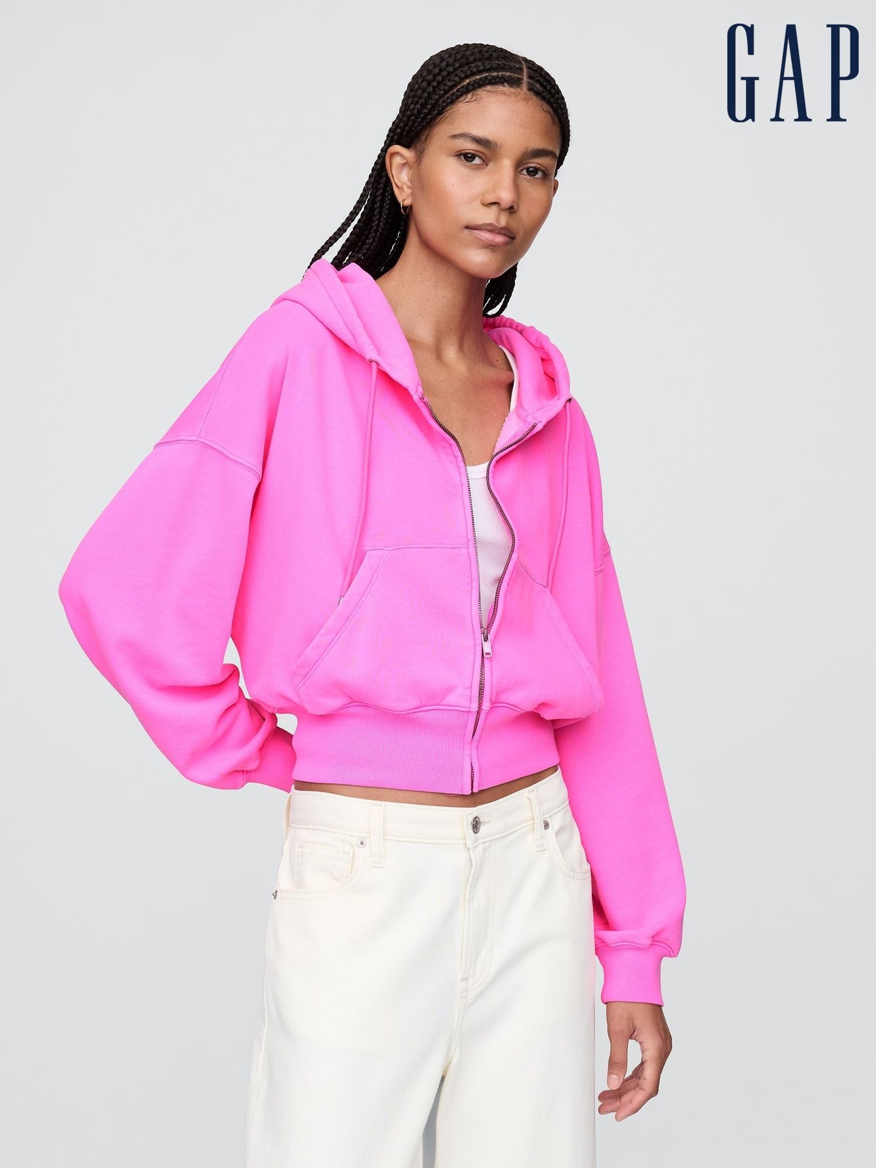 Pink Vintage Soft Full-Zip Wedge Hoodie (F41723) | £50