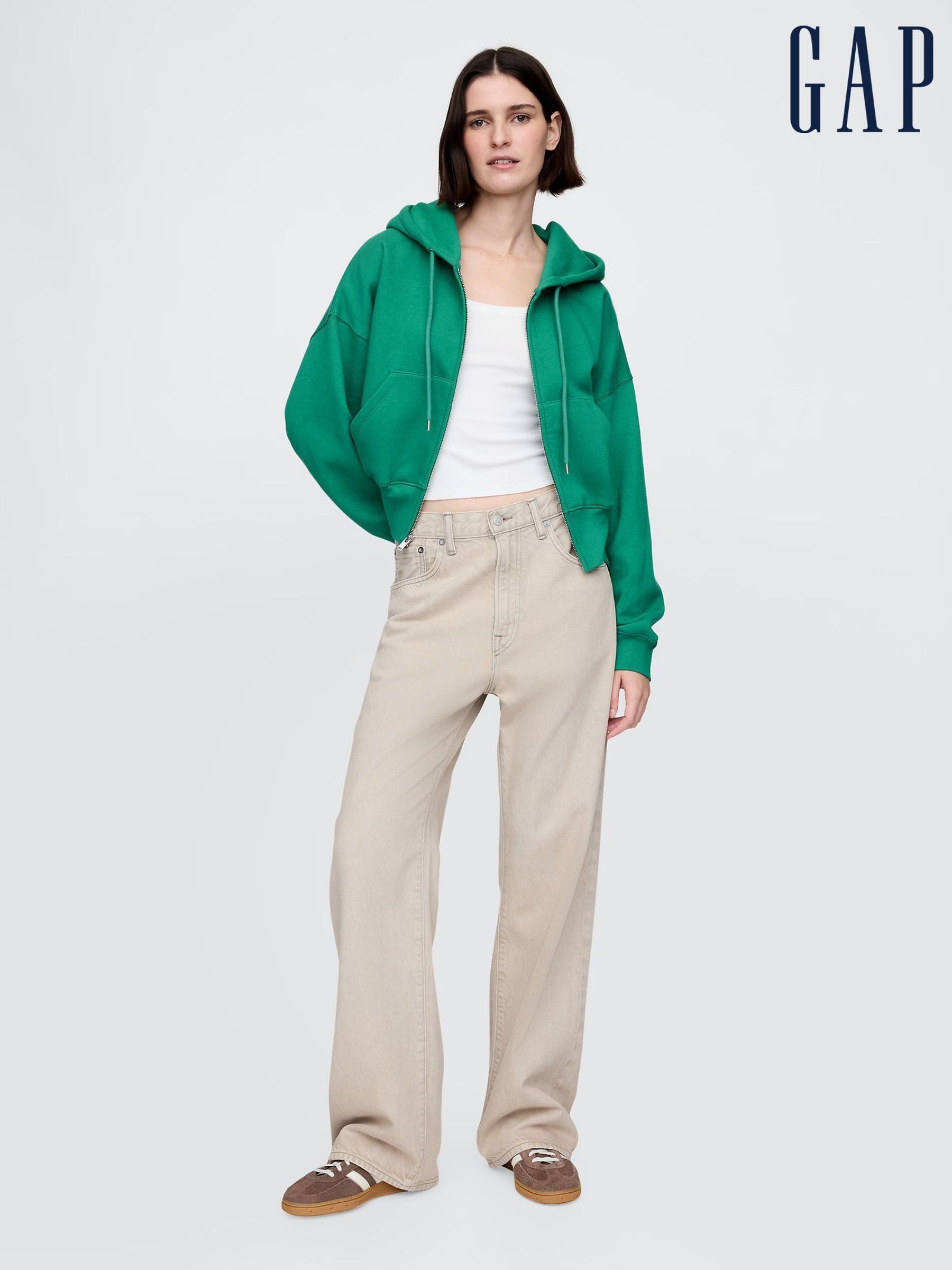 Green Vintage Soft Full-Zip Wedge Hoodie (F41736) | £50