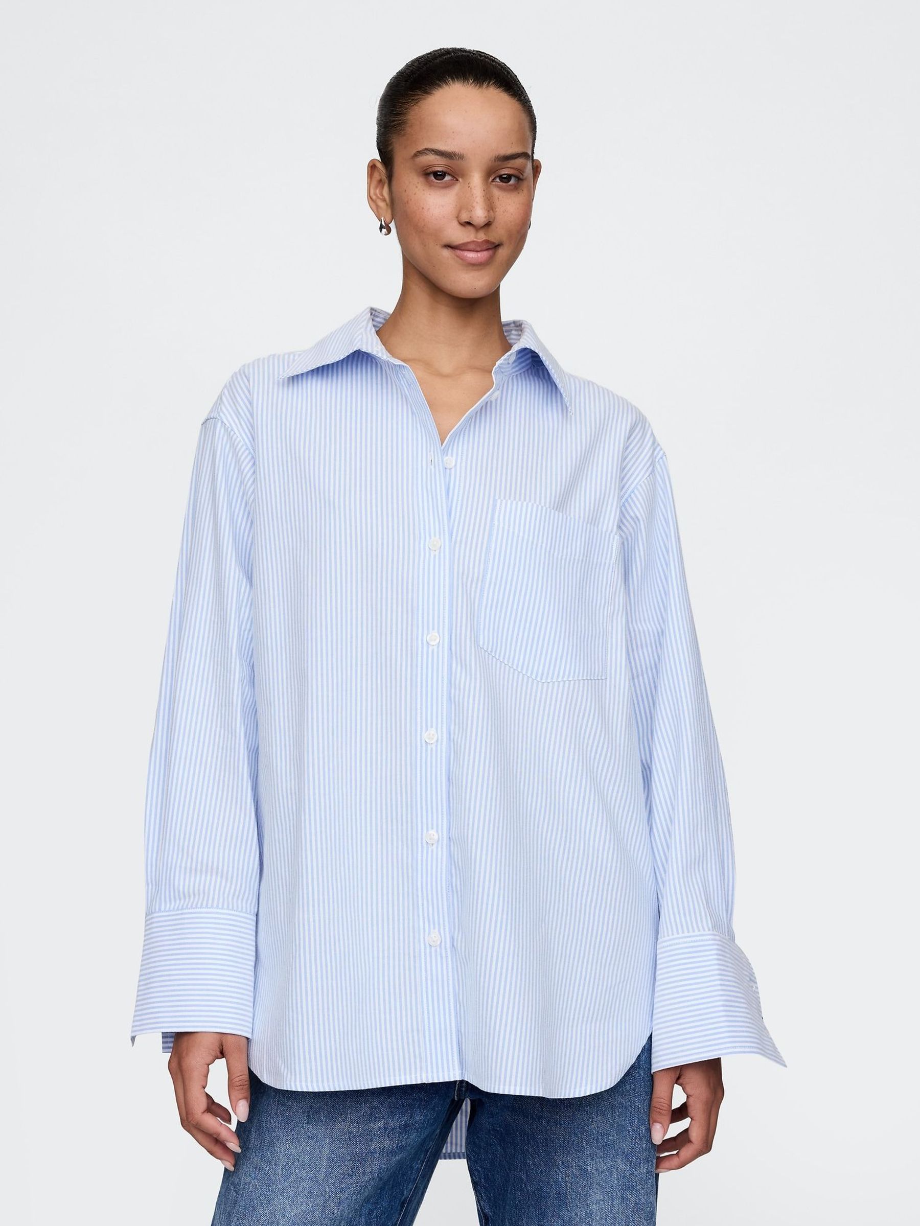 Blue Stripe Organic Cotton Oversized Shirt (F41764) | £55