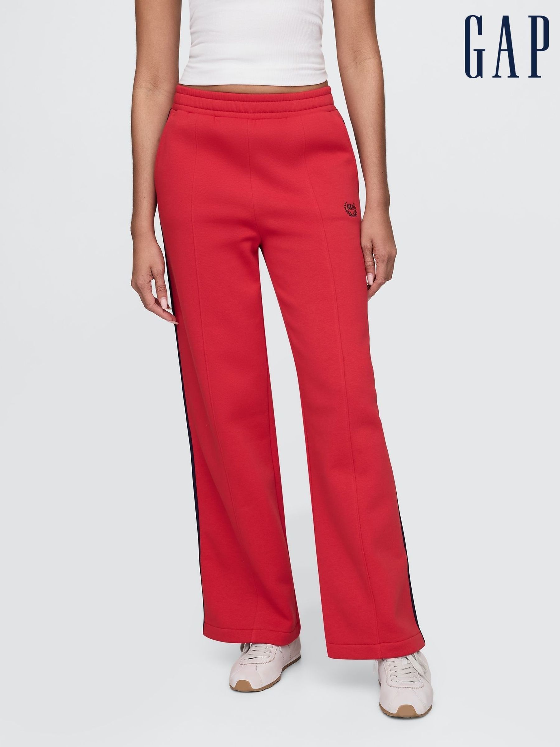 Red Logo Vintage Fleece-Lined Wide Leg Joggers (F41783) | £35
