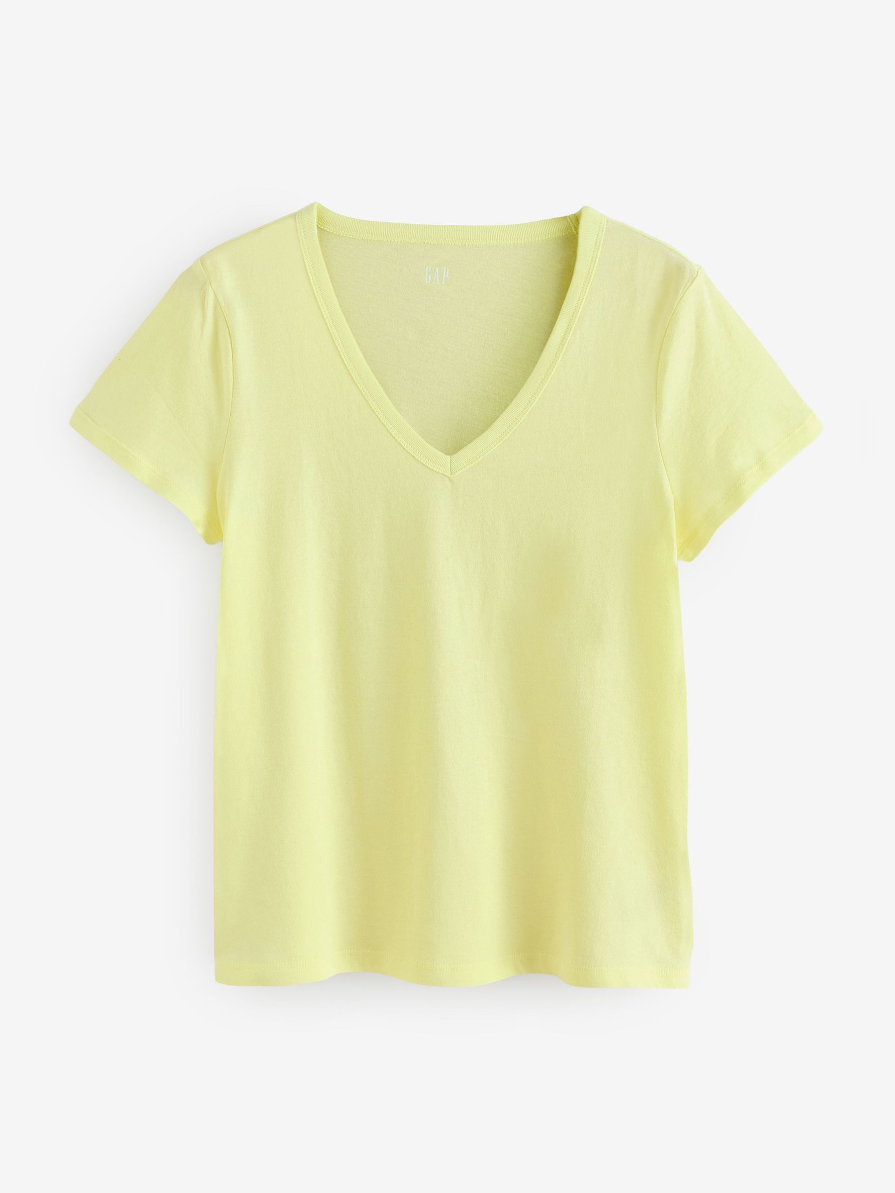 Yellow V-Neck Favourite Cotton Short Sleeve T-Shirt (F41784) | £12