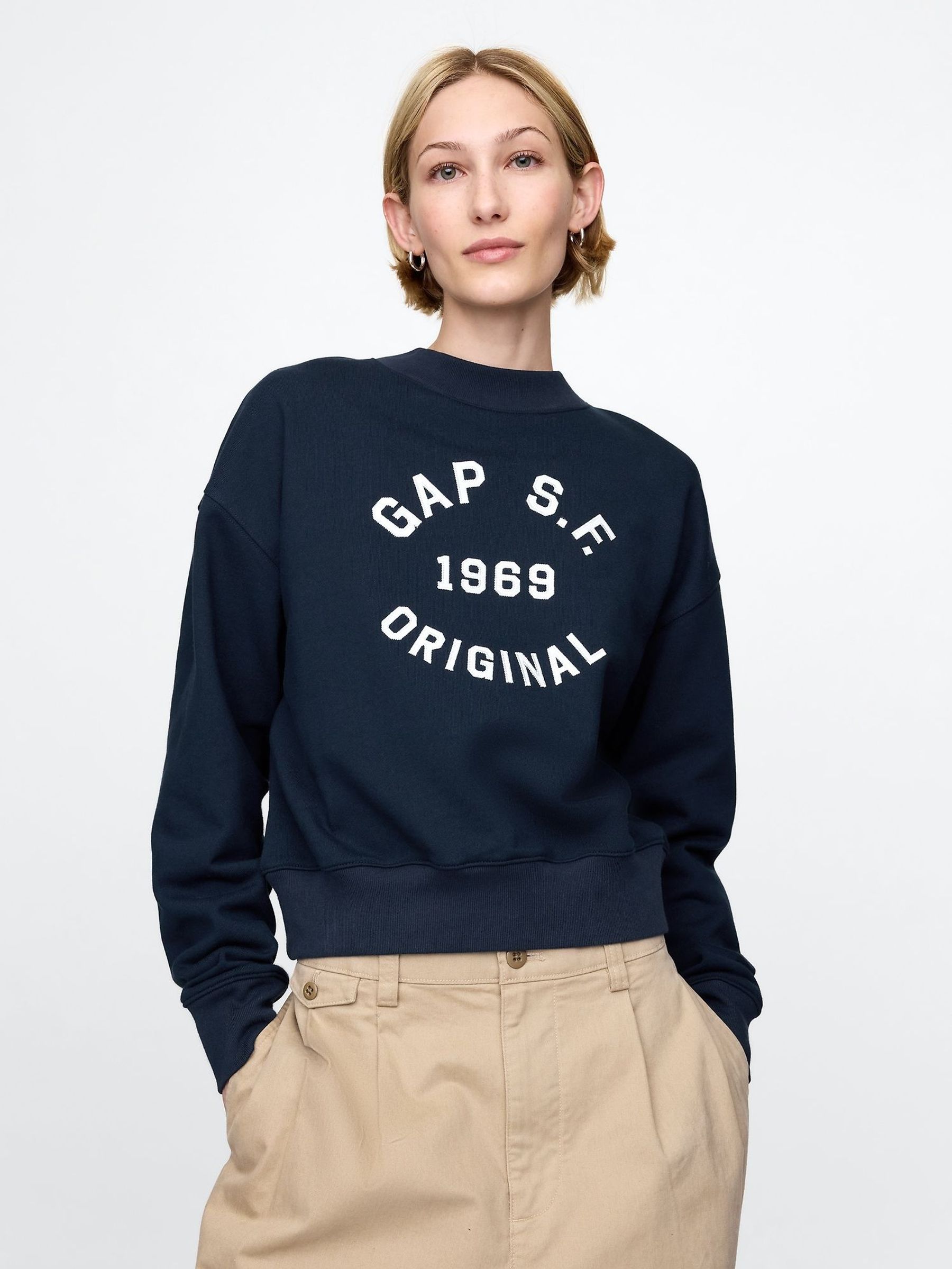 Blue Logo 1969 Crew Neck Cropped Sweatshirt (F41790) | £45