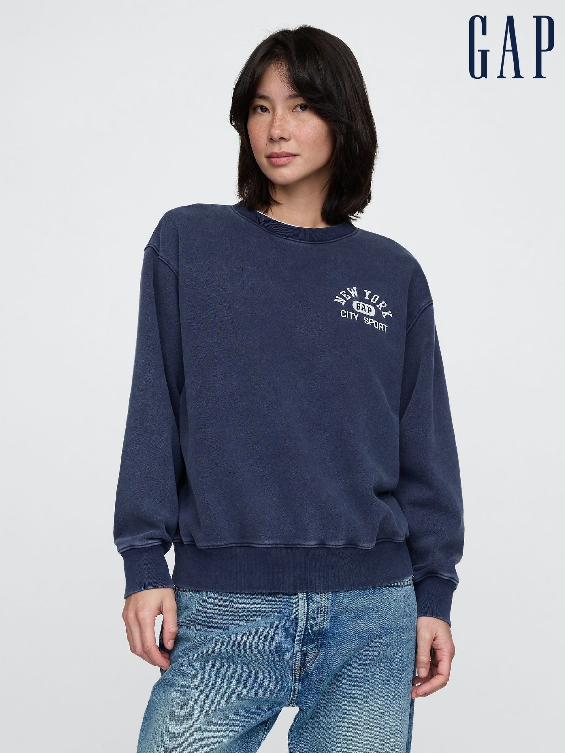 Navy Blue Vintage Soft French Terry Logo Sweatshirt (F41809) | £45