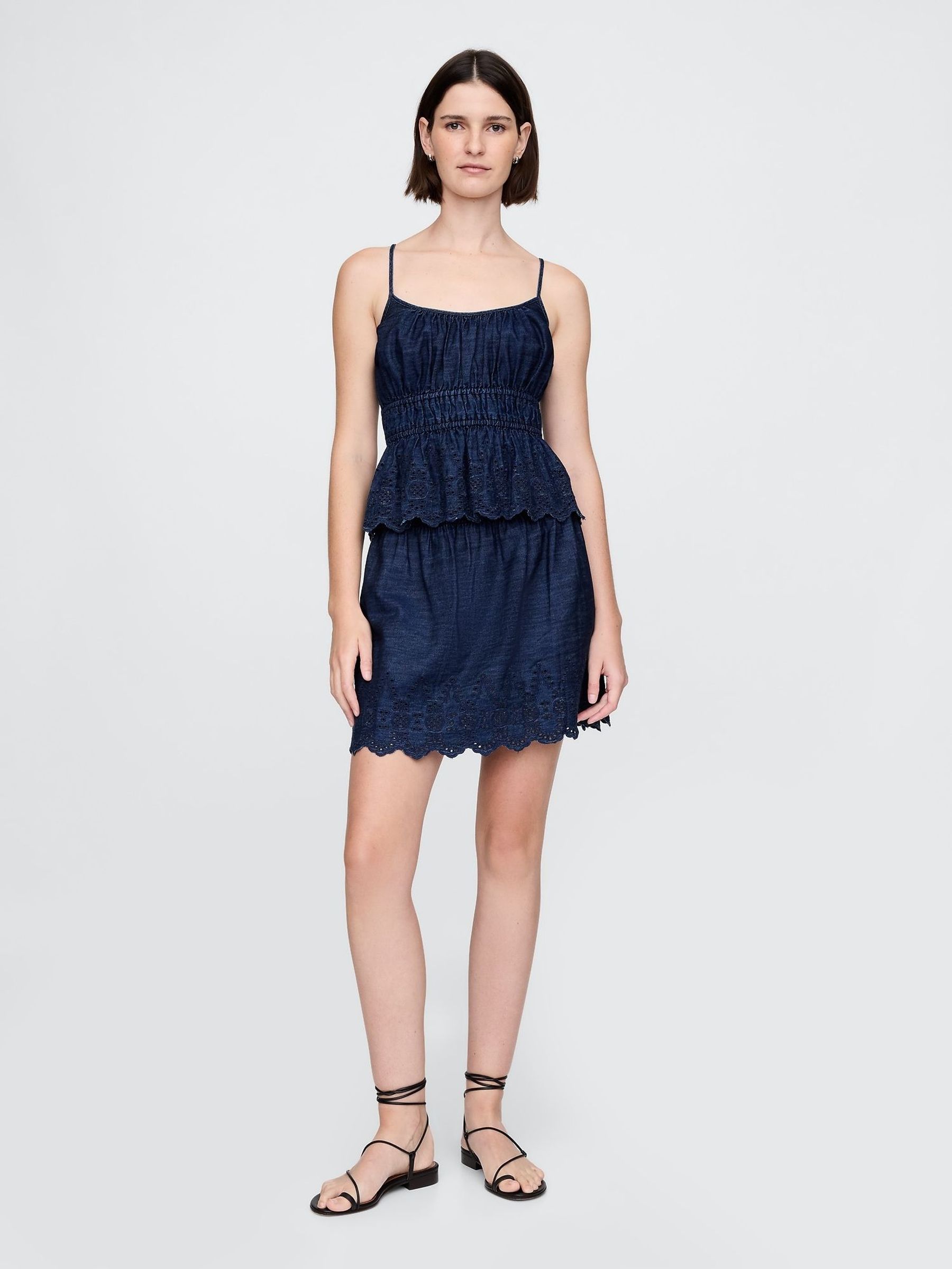 Blue Denim Smocked Mini Skirt (F41849) | £40