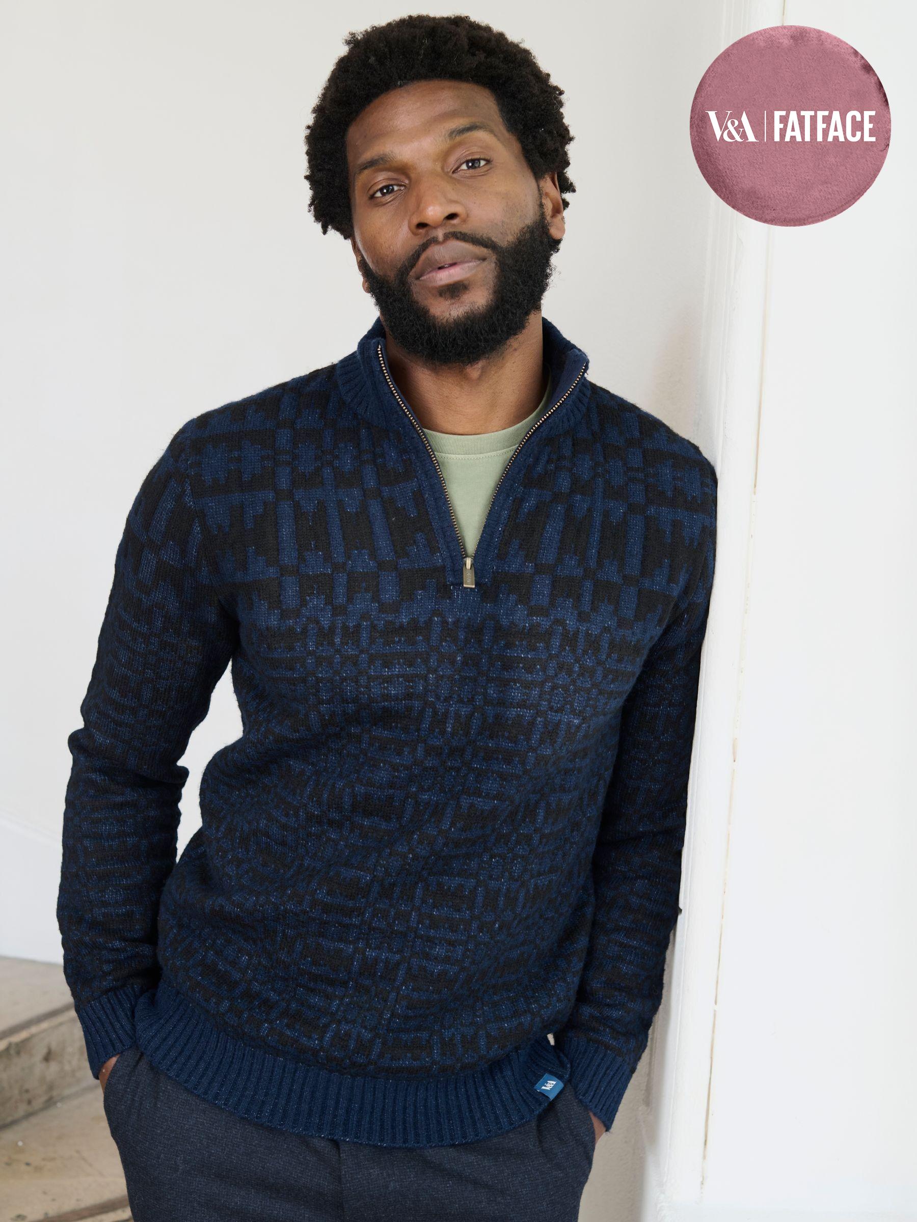Navy Blanket Half Neck Knitted Jumper (F42000) | £69