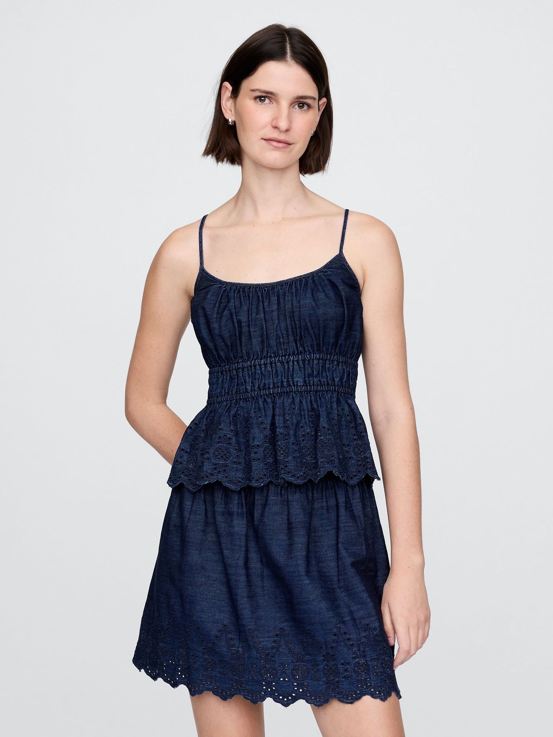 Blue Denim Smocked Cami Top (F42011) | £40