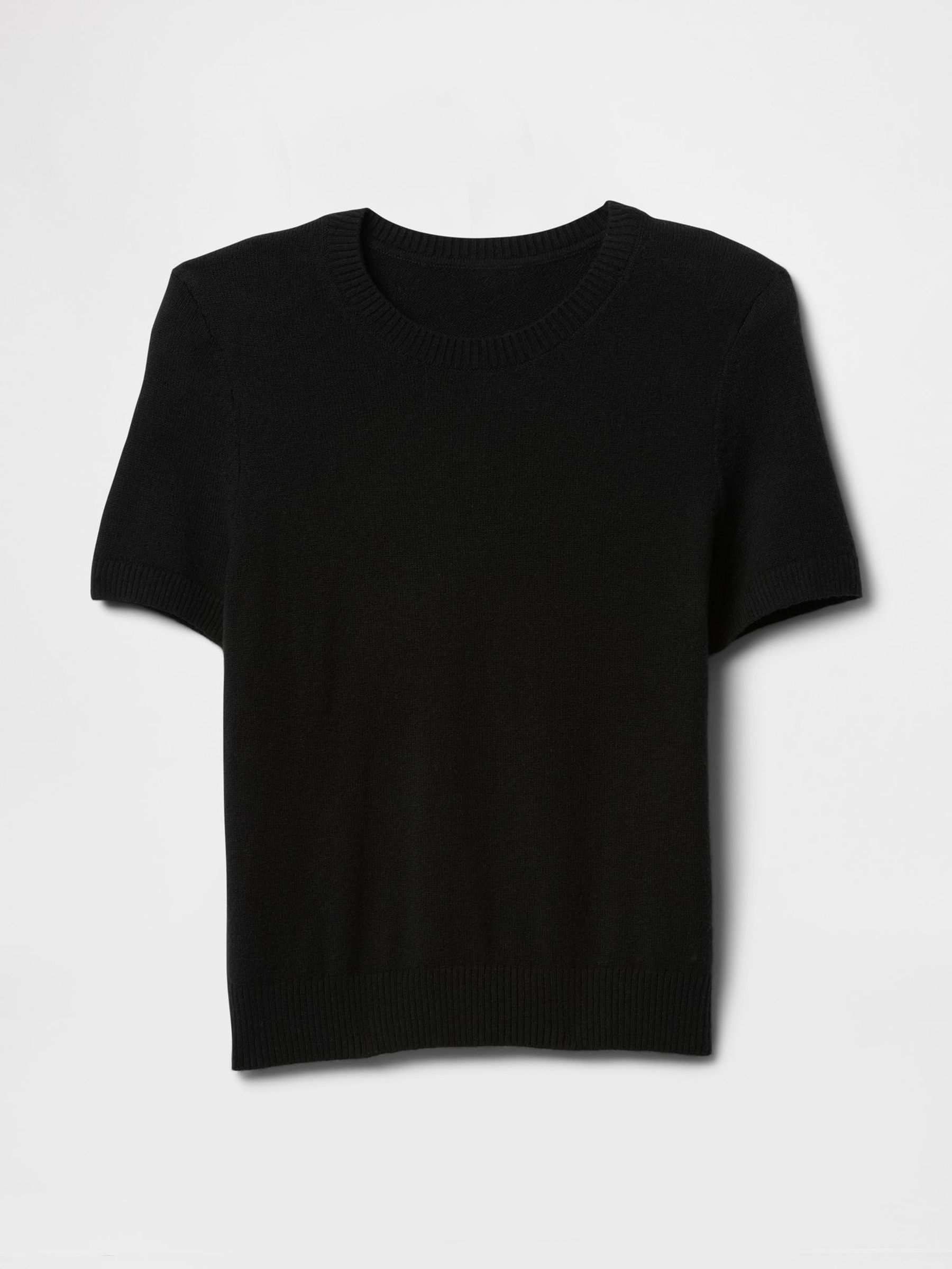 Black CashSoft Short Sleeve Crew Neck Knit Top (F42012) | £25