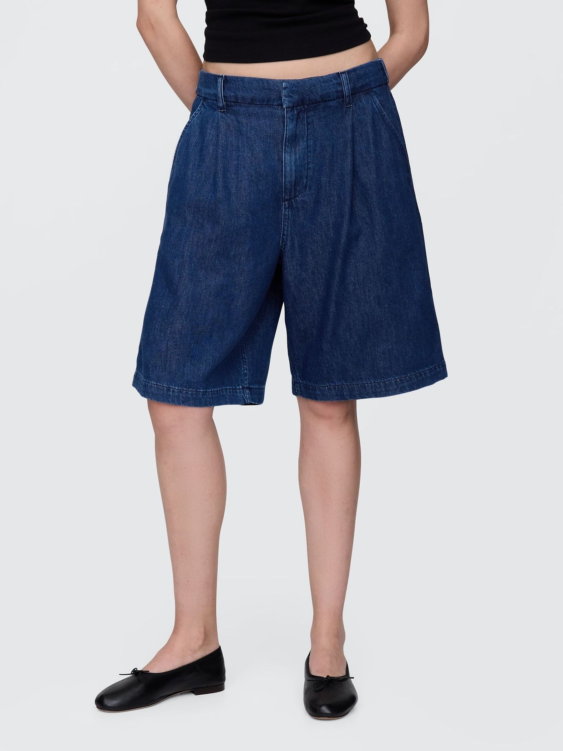 Dark Blue 365 High Waisted UltraSoft Longline Trouser Shorts (F42015) | £40