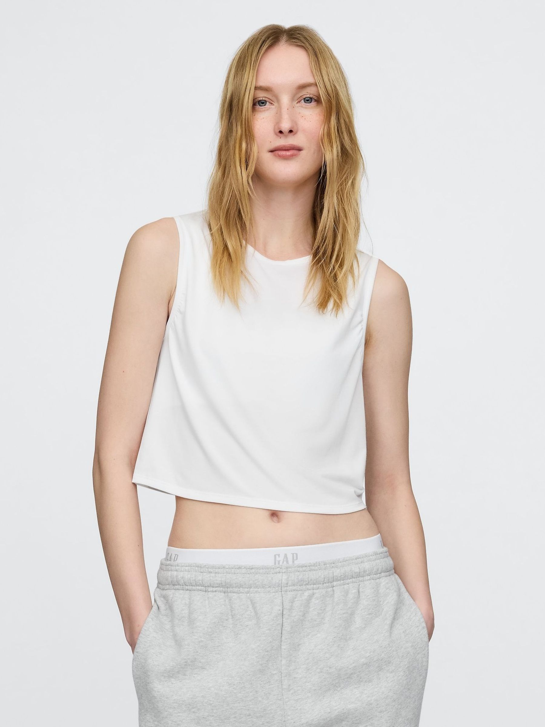 White Breathe Cropped Muscle Vest (F42018) | £16