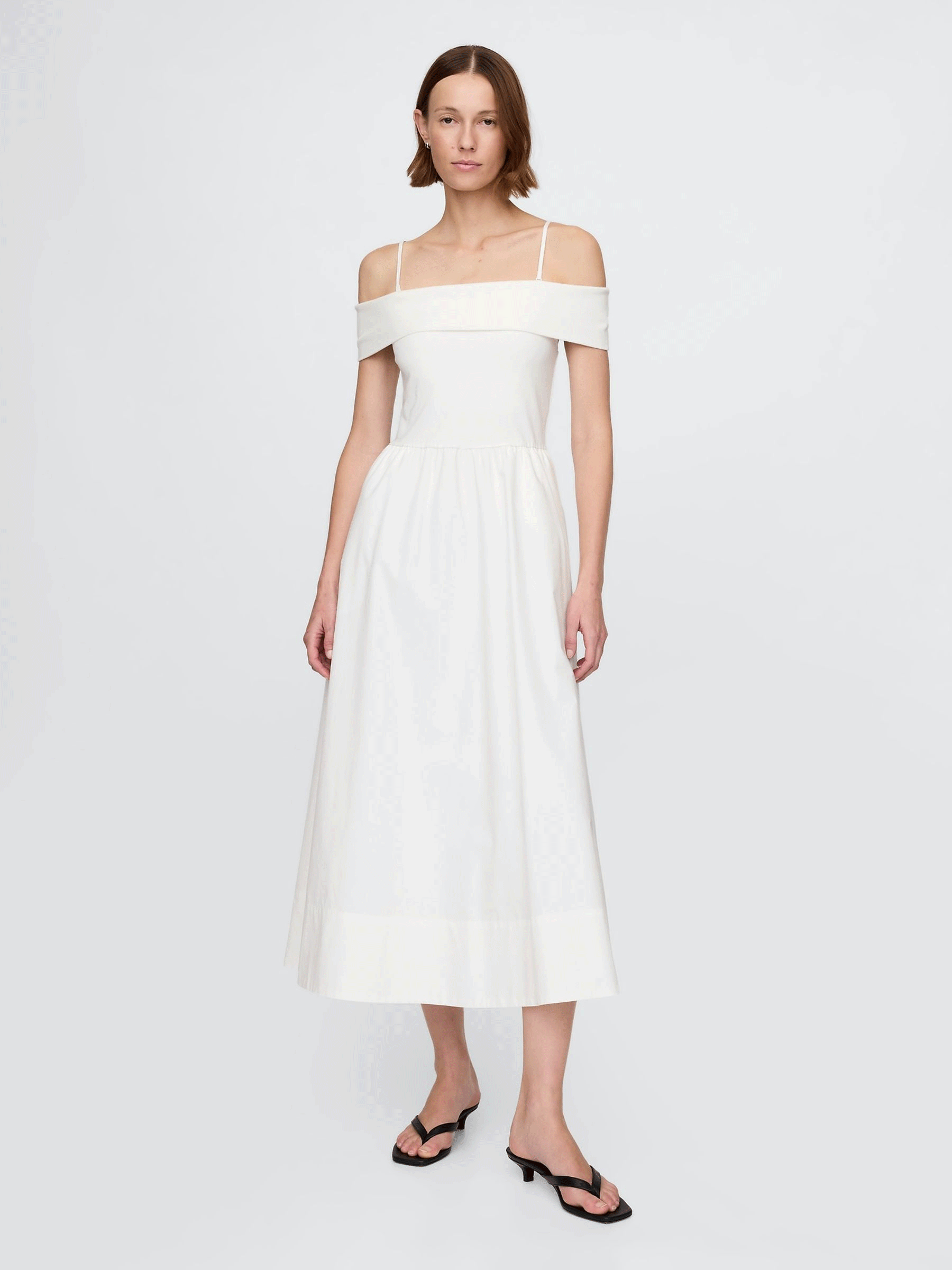 White Off-Shoulder Bardot Midi Dress (F42023) | £80