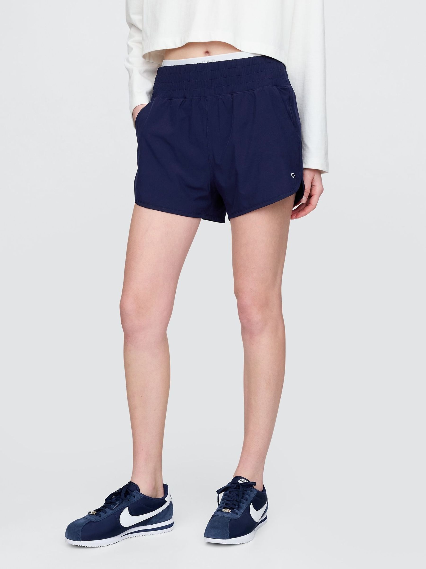 Navy Blue High Waisted Running Shorts (F42040) | £30