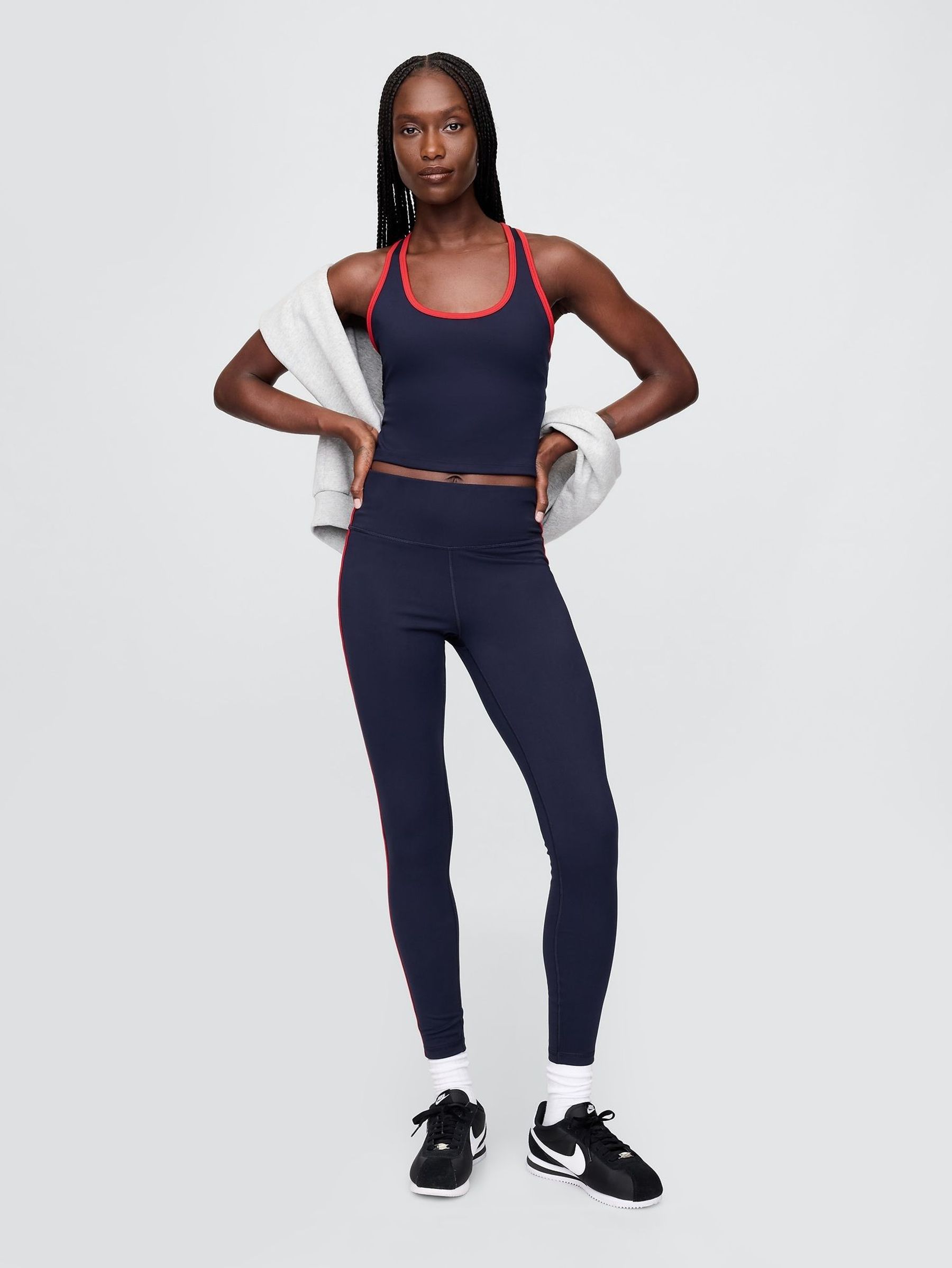 Navy Blue High Rise Power Full Length Leggings (F42041) | £45