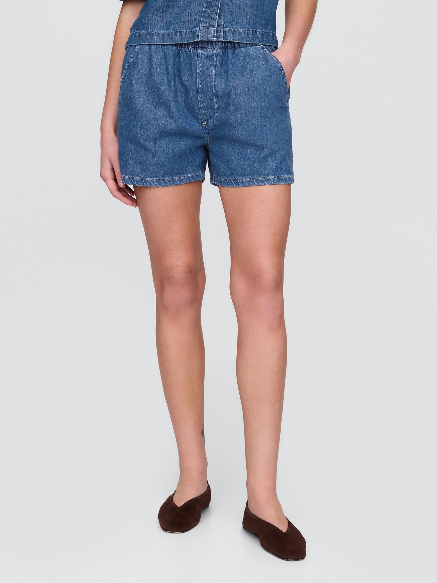 Blue Mid Rise UltraSoft Easy Denim Shorts (F42046) | £35