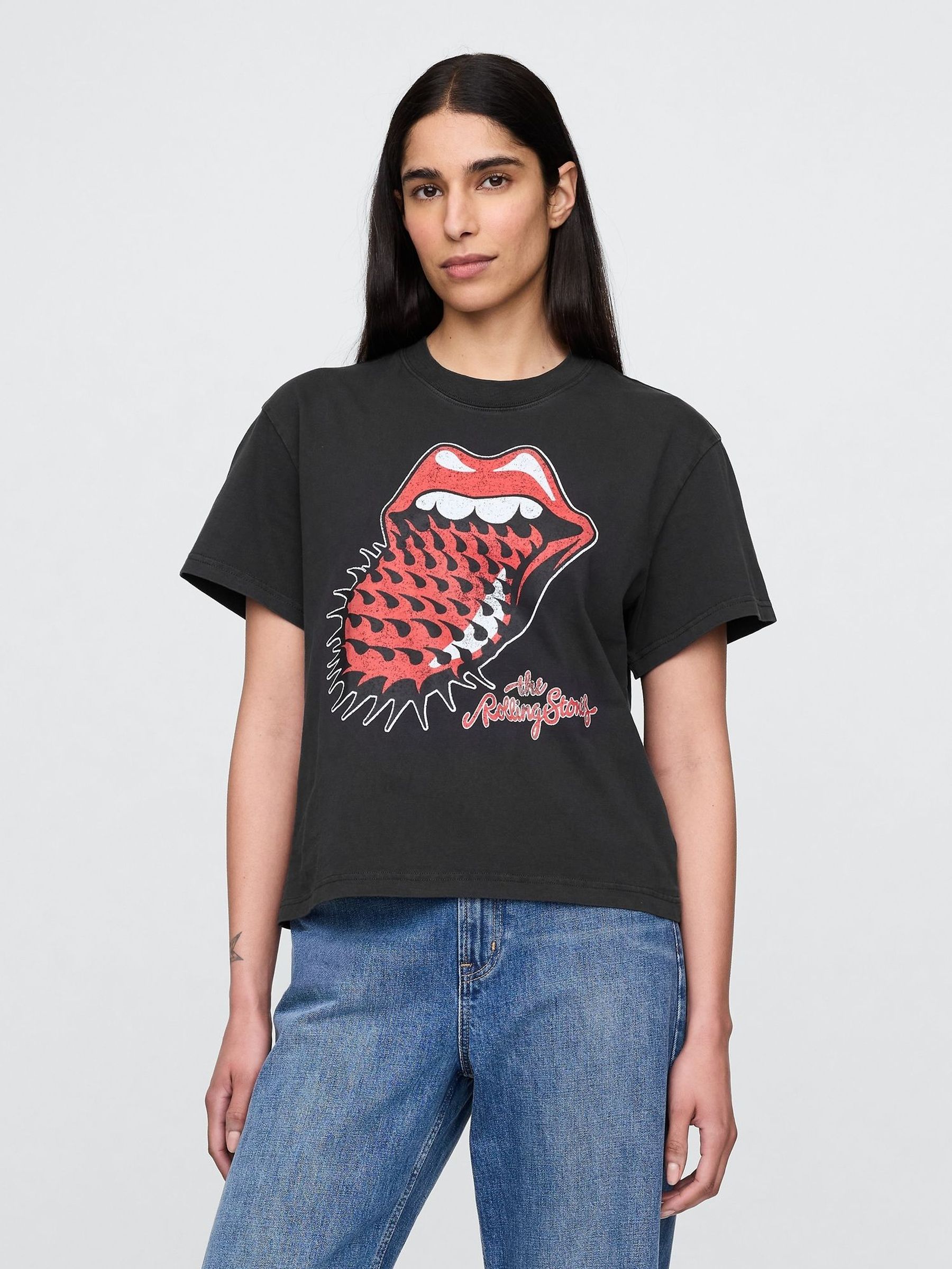 Black Rolling Stone Organic Cotton Graphic T-Shirt (F42055) | £35