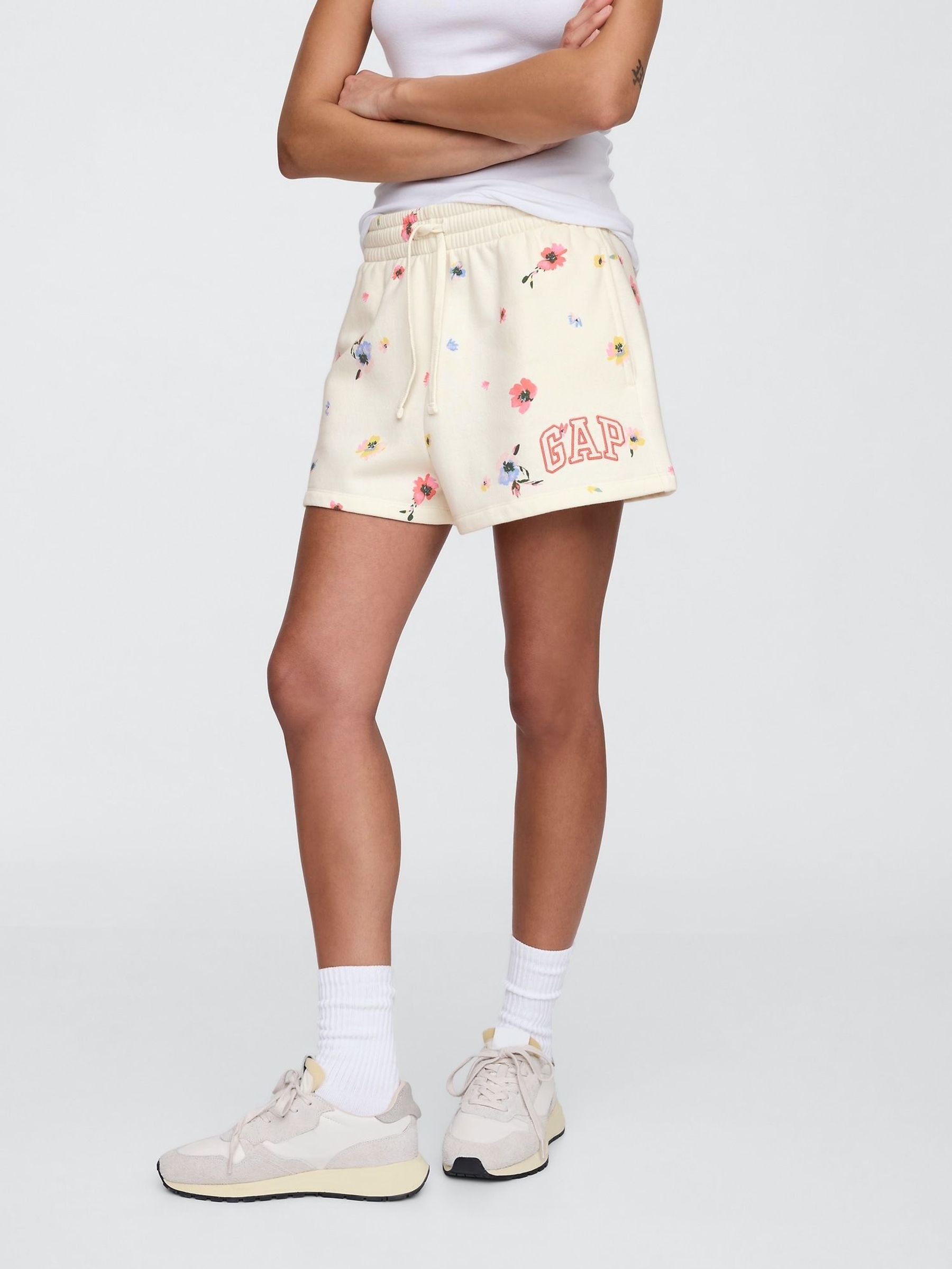 Cream Logo Pull On Shorts (F42057) | £25