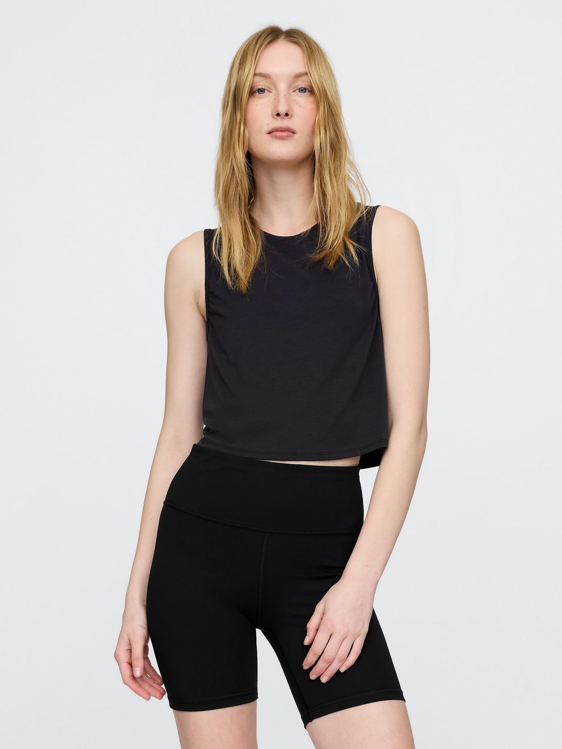 Black Breathe Cropped Muscle Vest (F42062) | £16