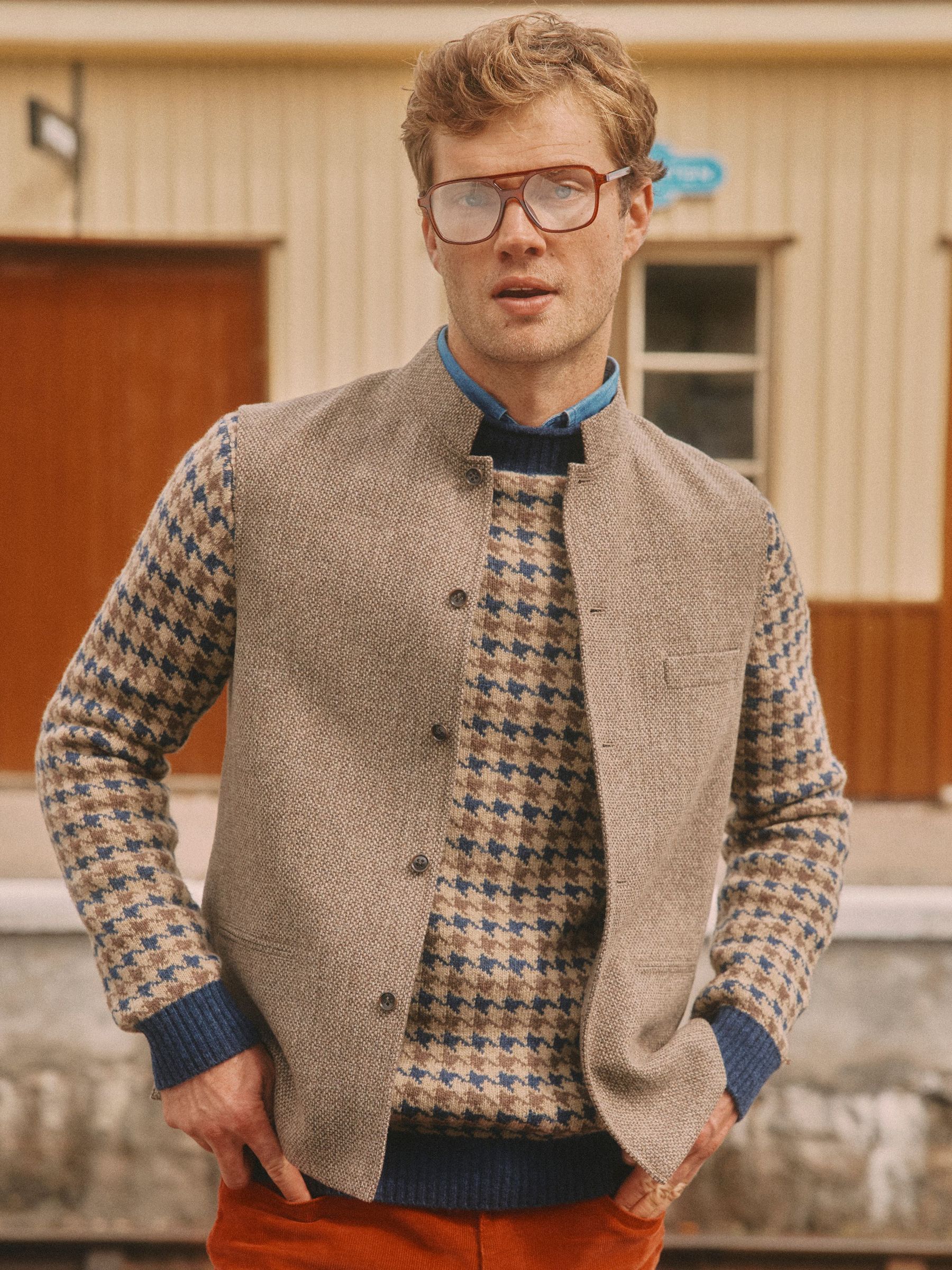 Stone Wool Blend Tweed Gilet (F43248) | £89