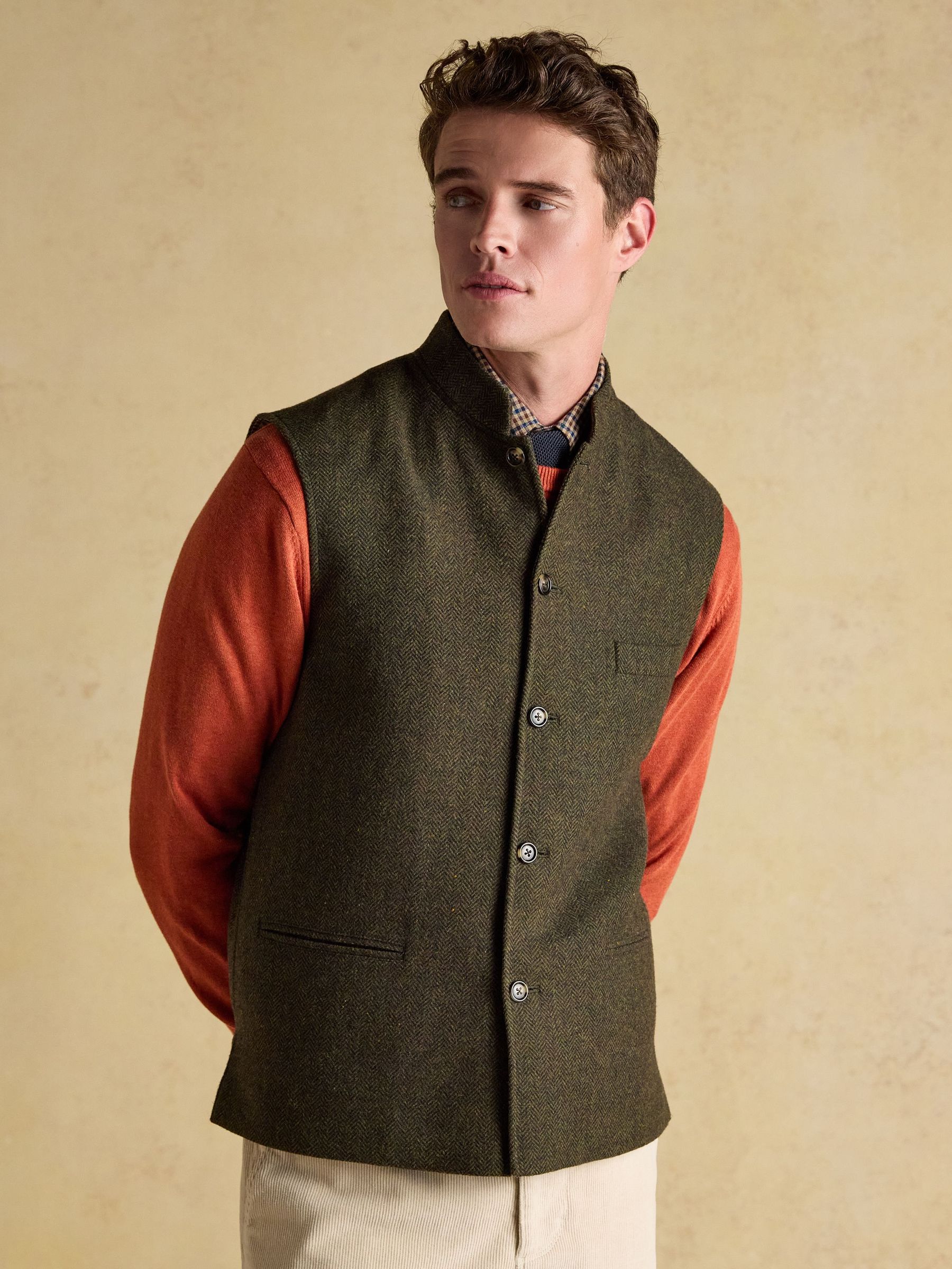 Green Wool Blend Tweed Gilet (F43249) | £89
