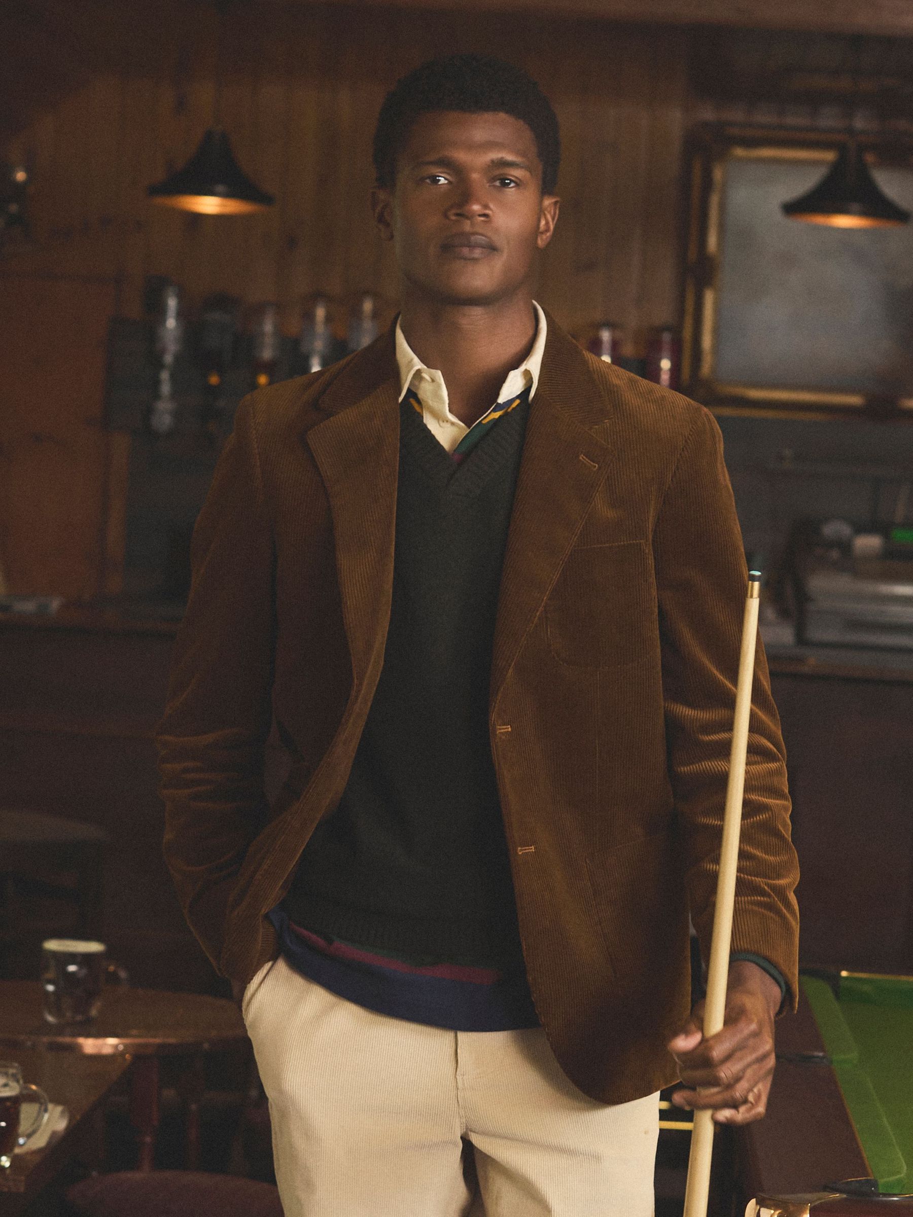 Tan Brown Relaxed Fit Corduroy Suit Jacket (F43252) | £130