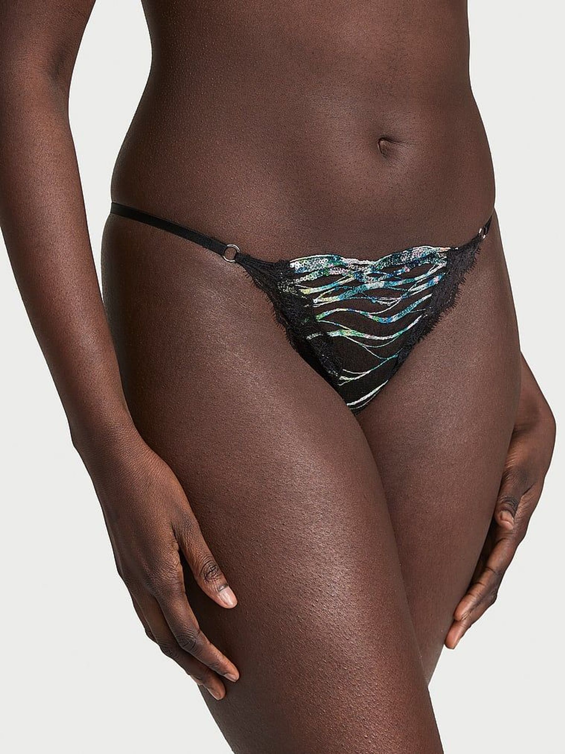 Siren Black Bikini Sequin Embroidery Knickers (F43623) | £20