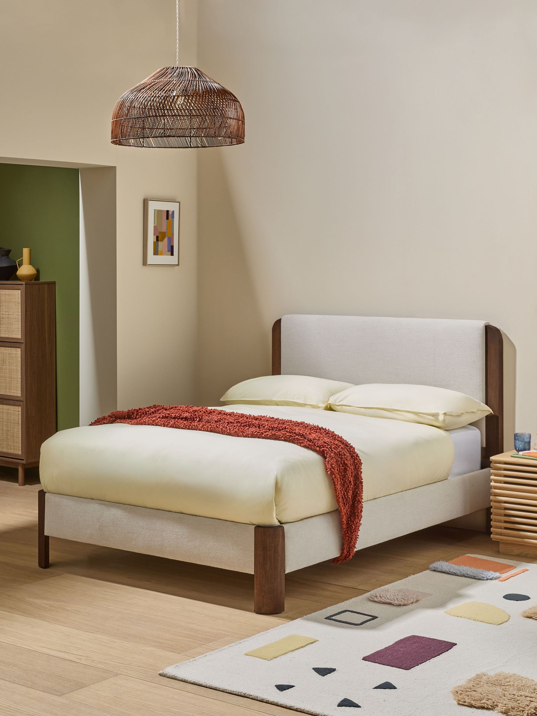 Evander Ottoman Storage Bed Bed in Soft Texture Weave Linen White (F43820) | £849 - £949